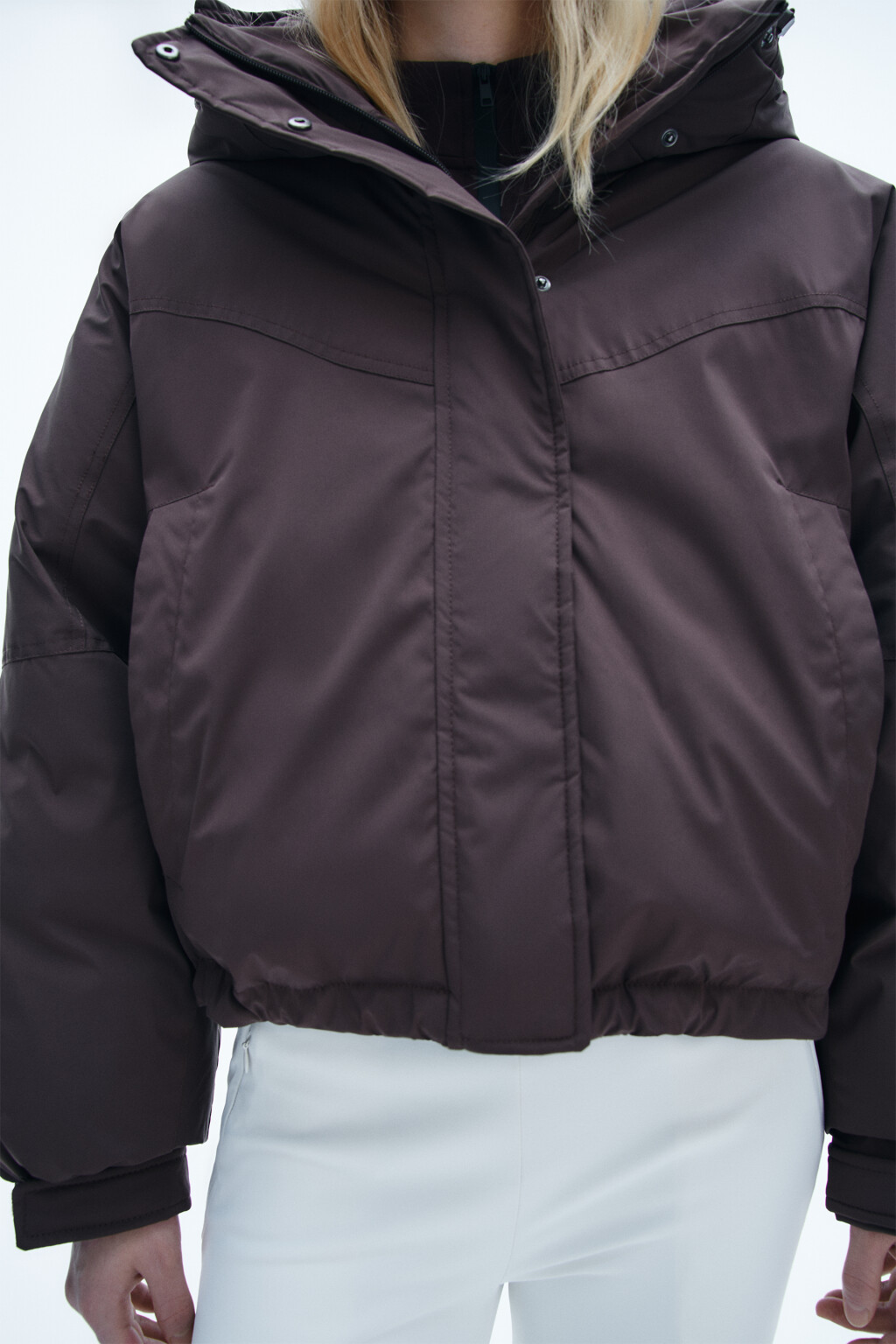 Куртка короткая с капюшоном - цвет коричневый - 5