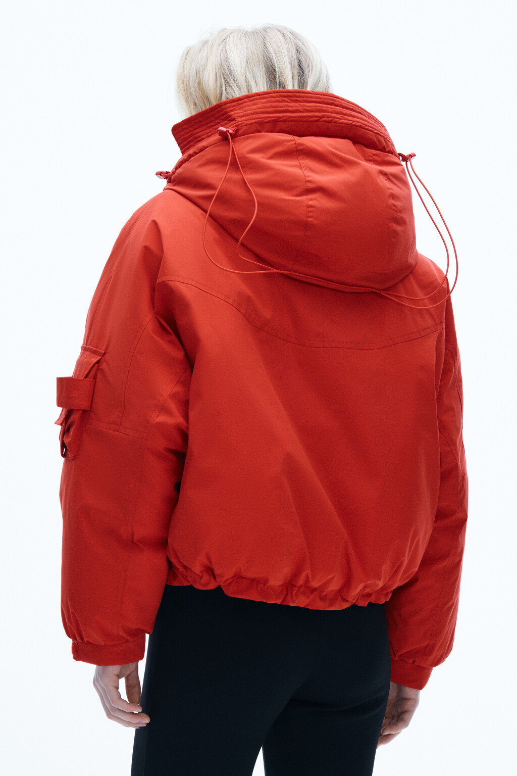 Куртка короткая с капюшоном - цвет красный - 3