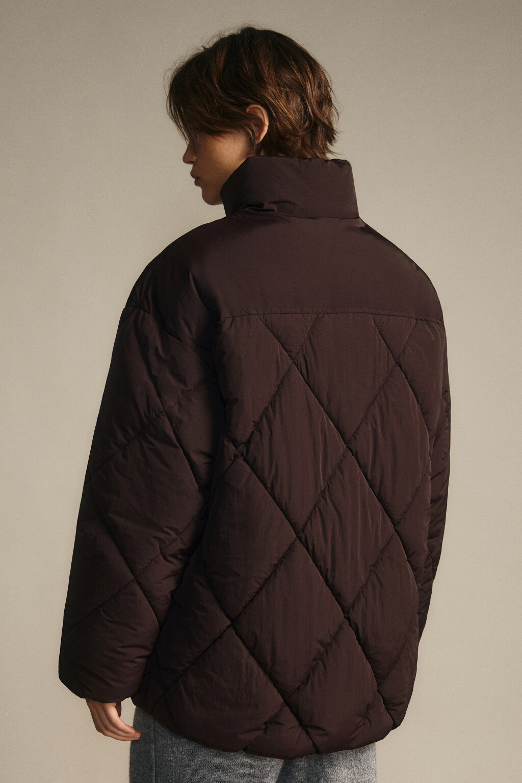 Куртка стеганая со стойкой - цвет коричневый - 3