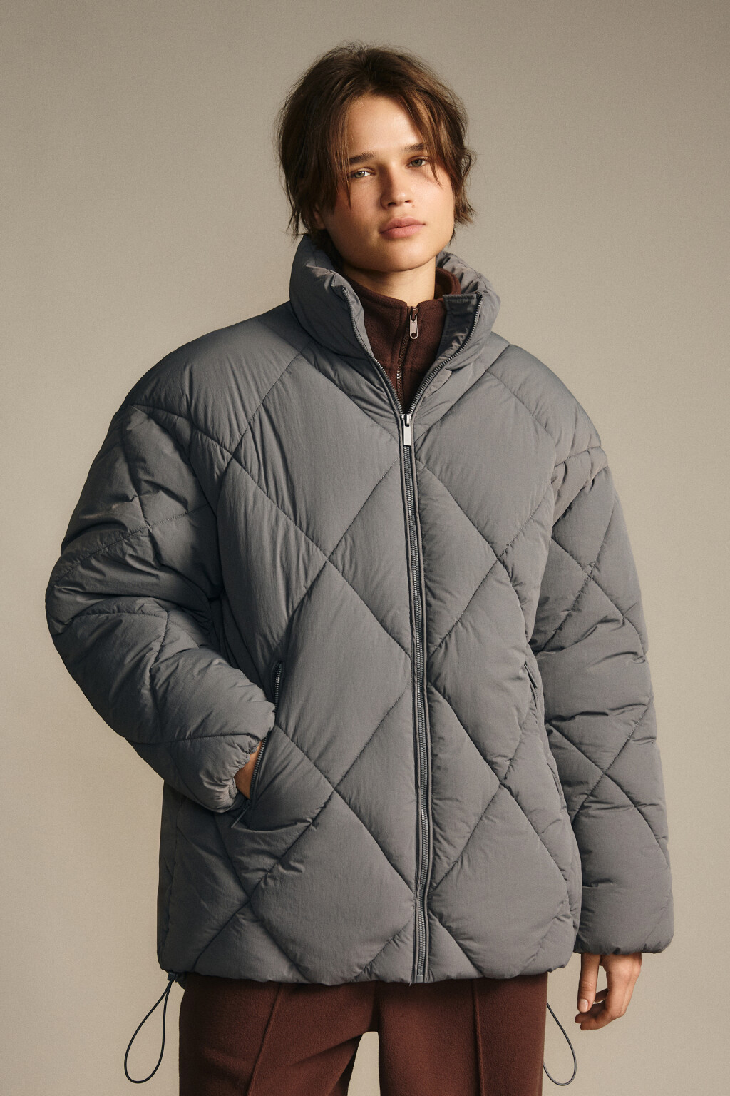 Куртка стеганая со стойкой - цвет серый - 2