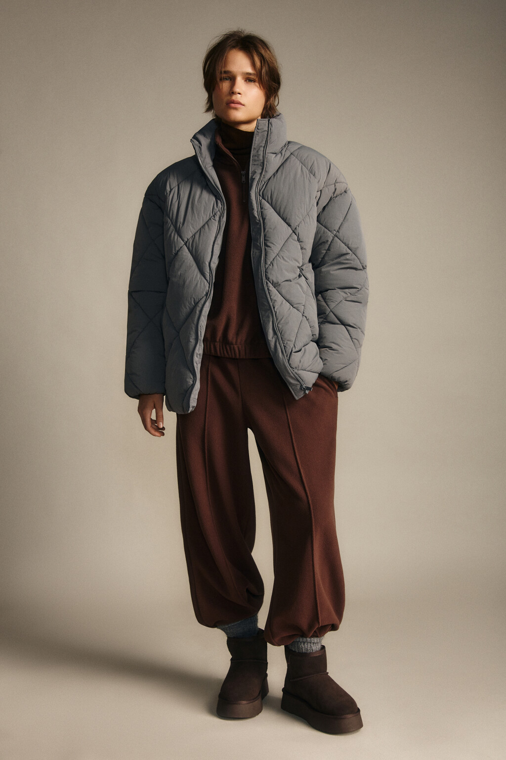 Куртка стеганая со стойкой - цвет серый - 4