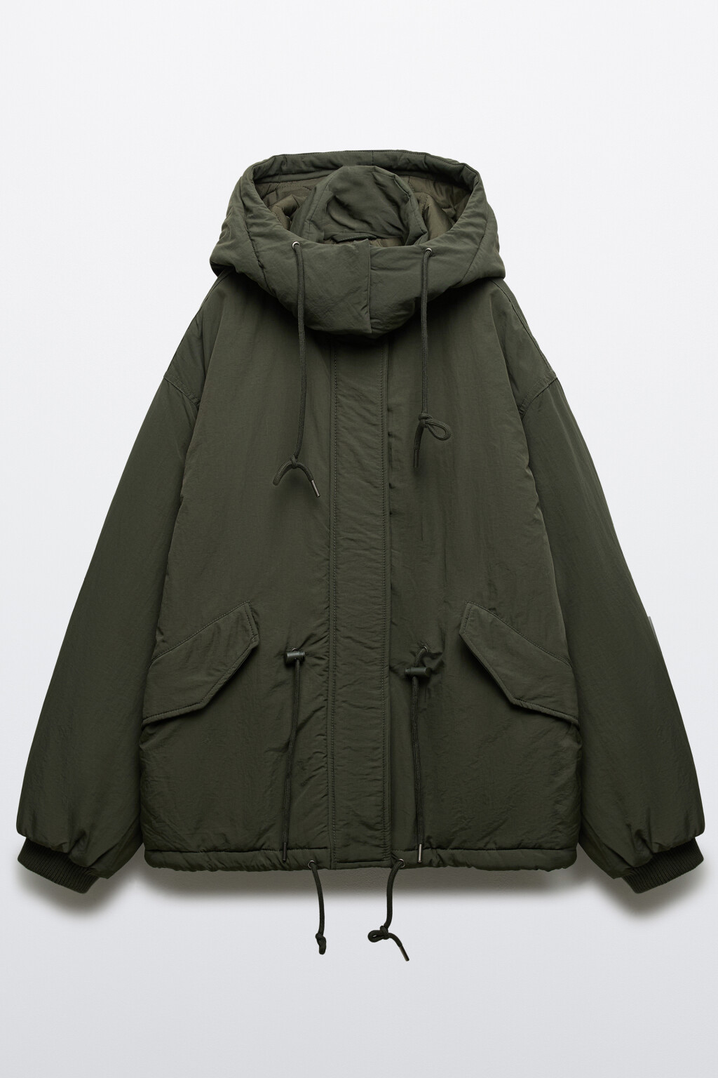 Куртка-парка с капюшоном и поясом - цвет зеленый - 8