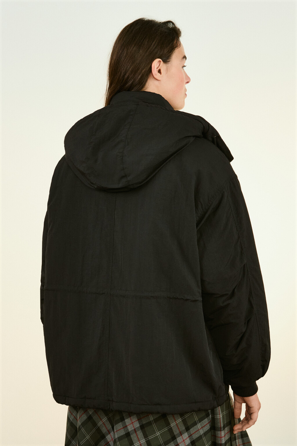 Куртка-парка с капюшоном и поясом - цвет черный - 3