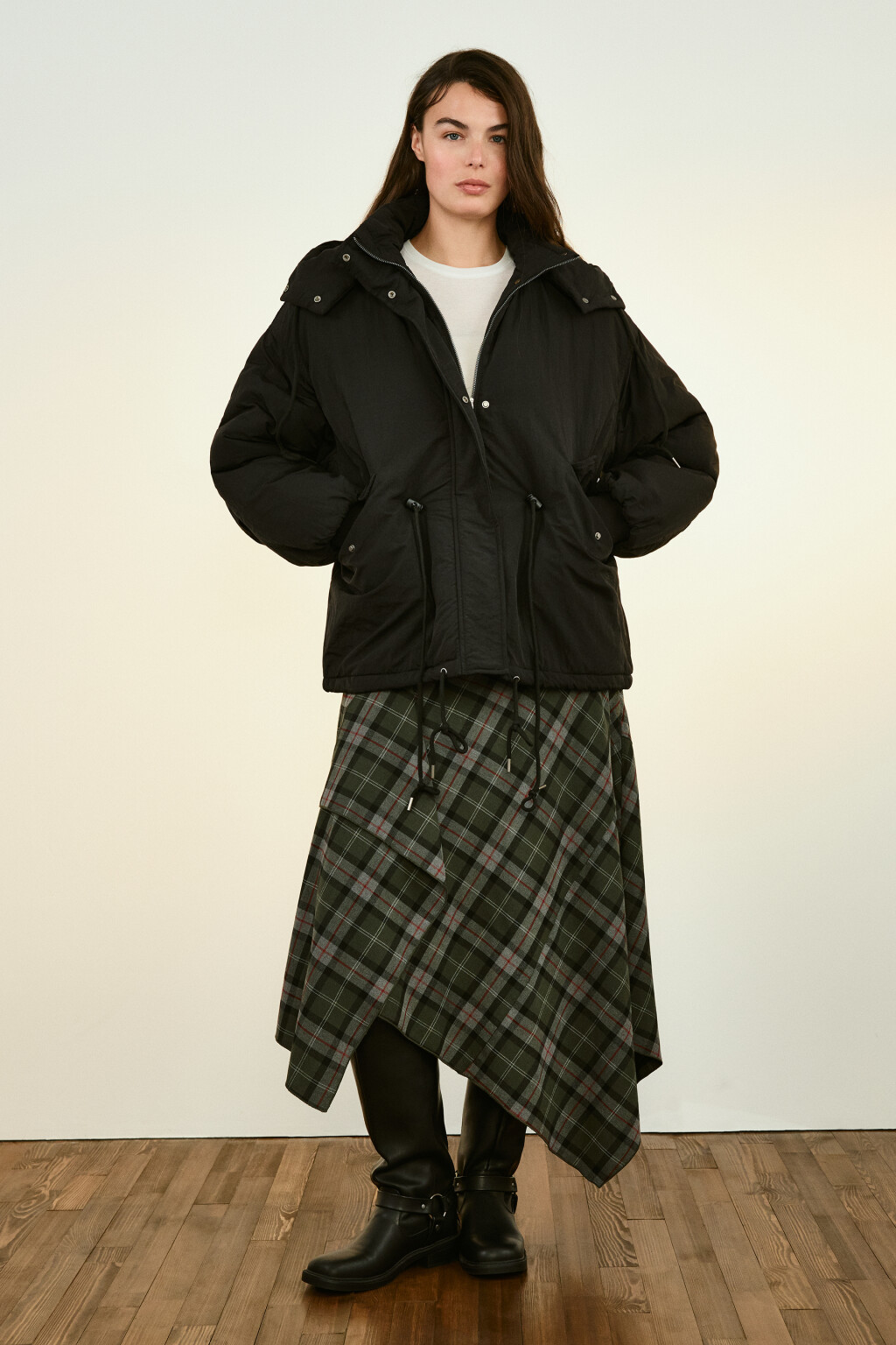 Куртка-парка с капюшоном и поясом - цвет черный - 4