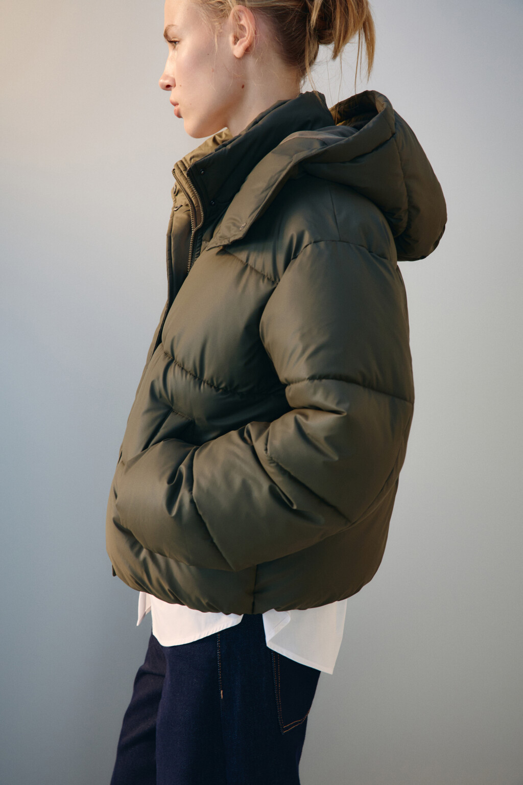 Куртка короткая стеганая с капюшоном - цвет бордовый - 2