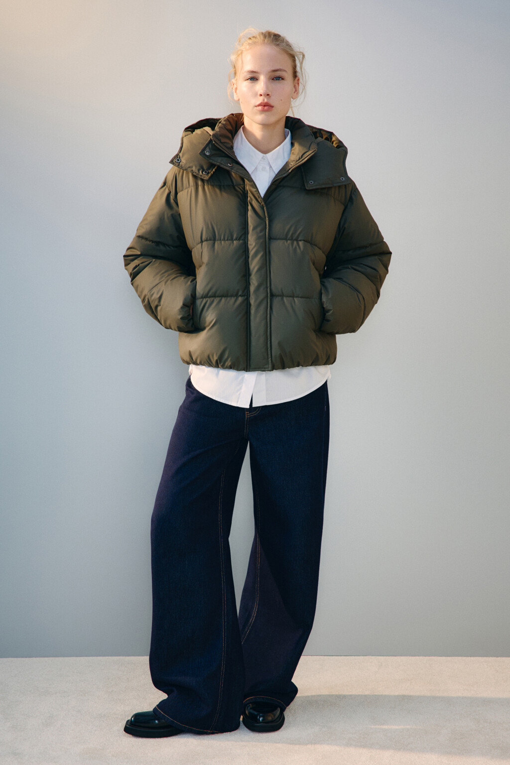 Куртка короткая стеганая с капюшоном - цвет бордовый - 5