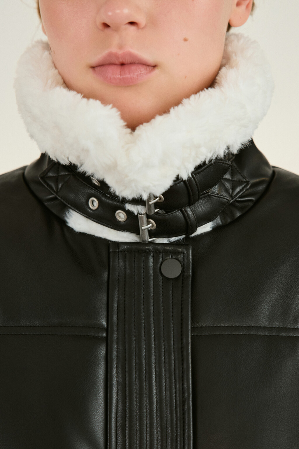 Куртка стеганая с воротником-авиатор - цвет черный - 5