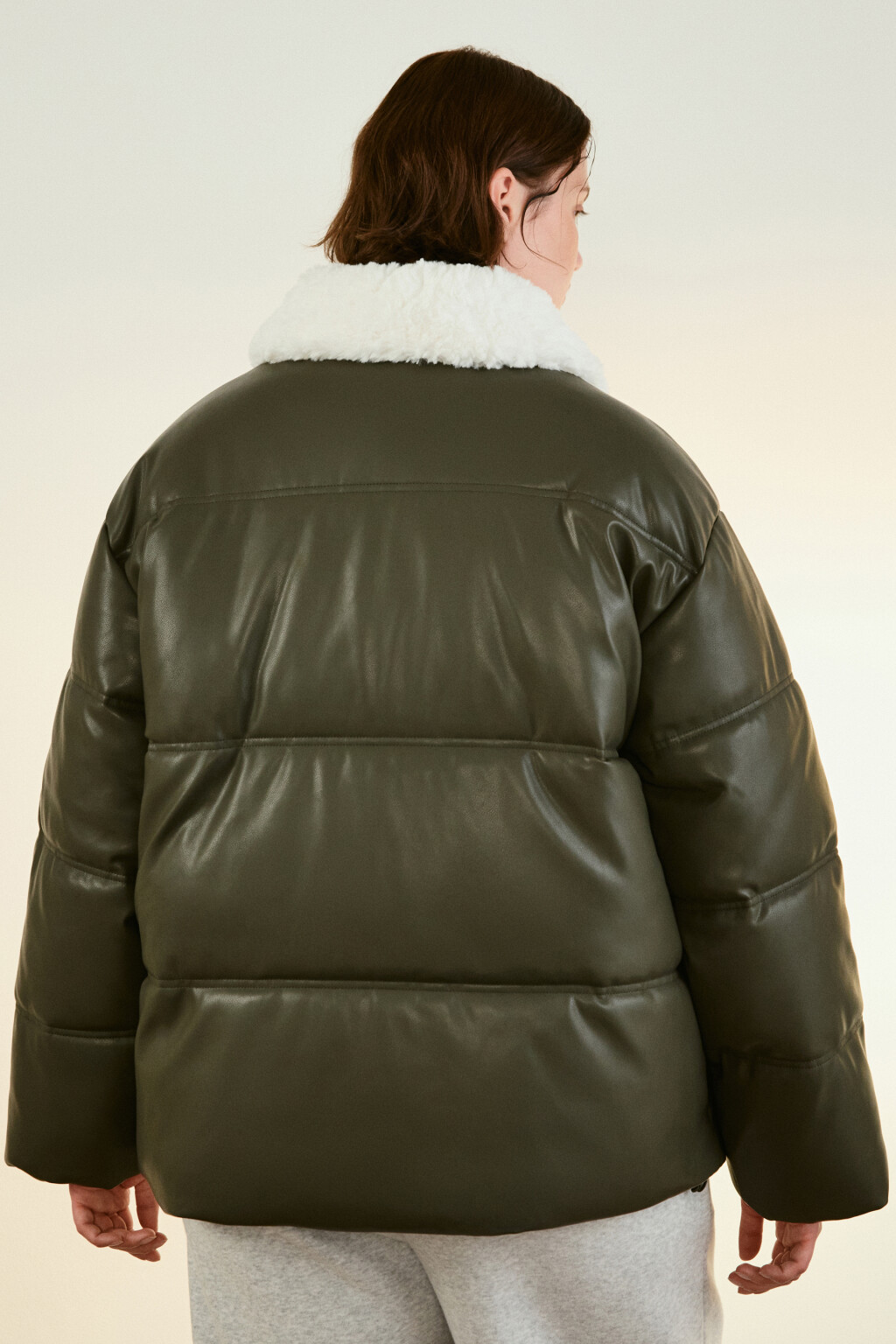 Куртка стеганая с воротником-авиатор - цвет зеленый - 4