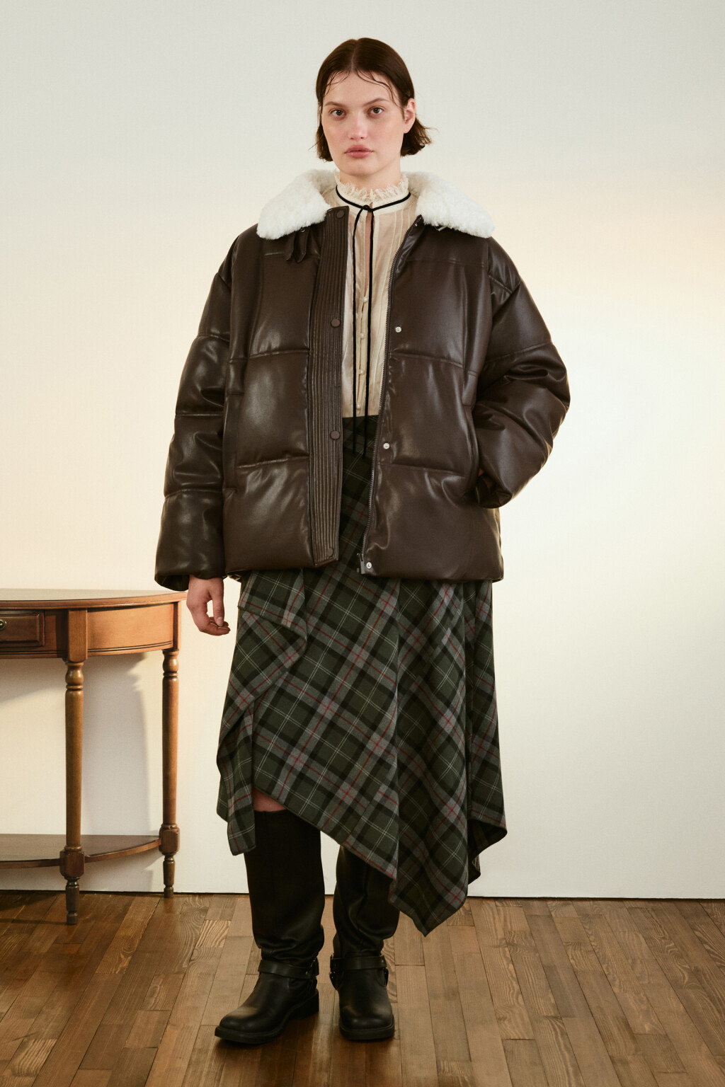 Куртка стеганая с воротником-авиатор - цвет коричневый - 4