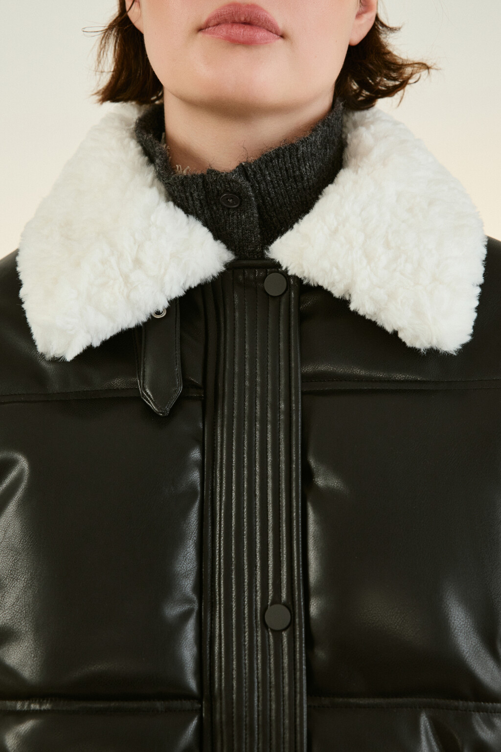 Куртка стеганая с воротником-авиатор - цвет черный - 5