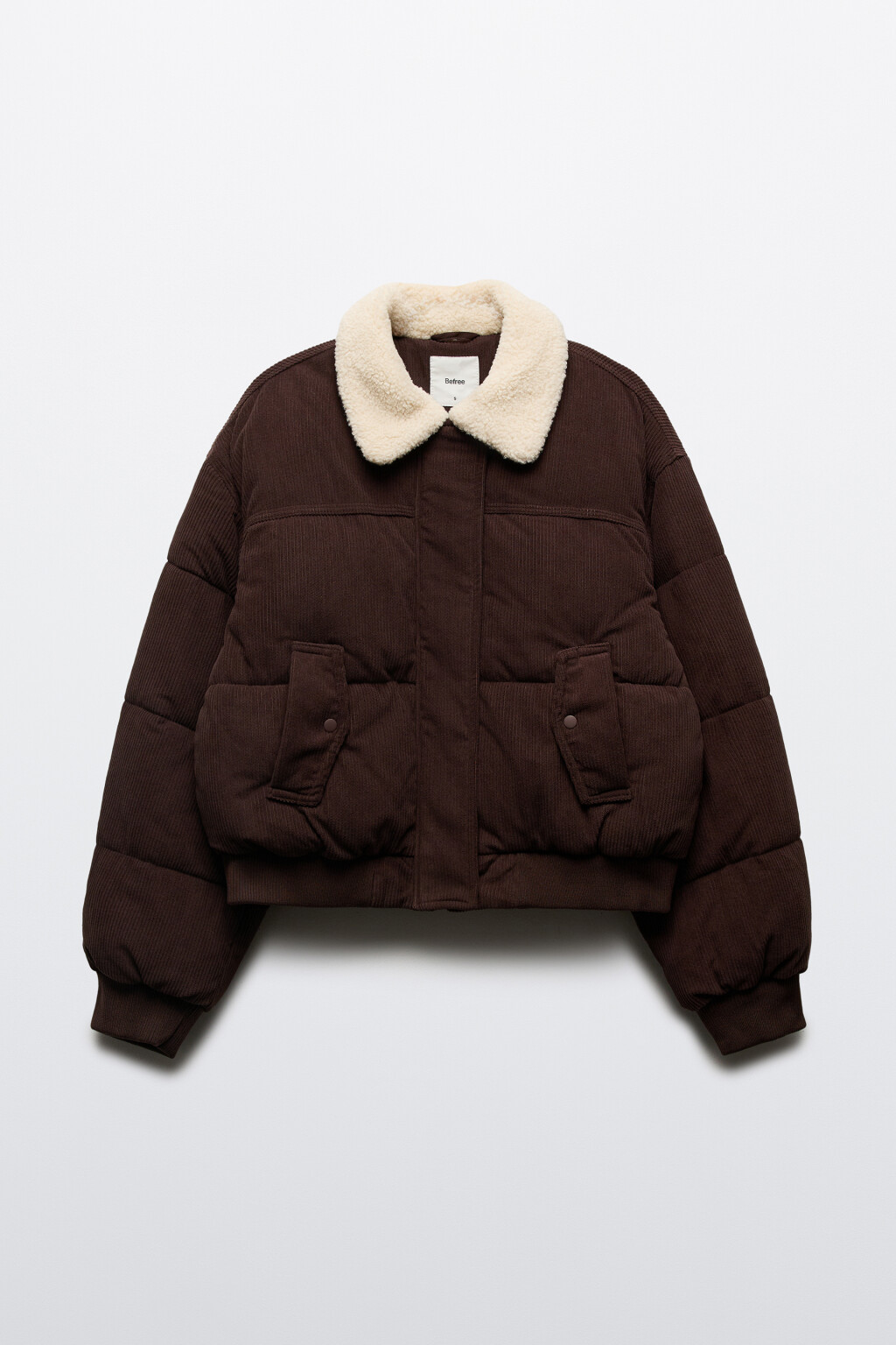 Куртка-бомбер стеганая вельветовая - цвет коричневый - 8