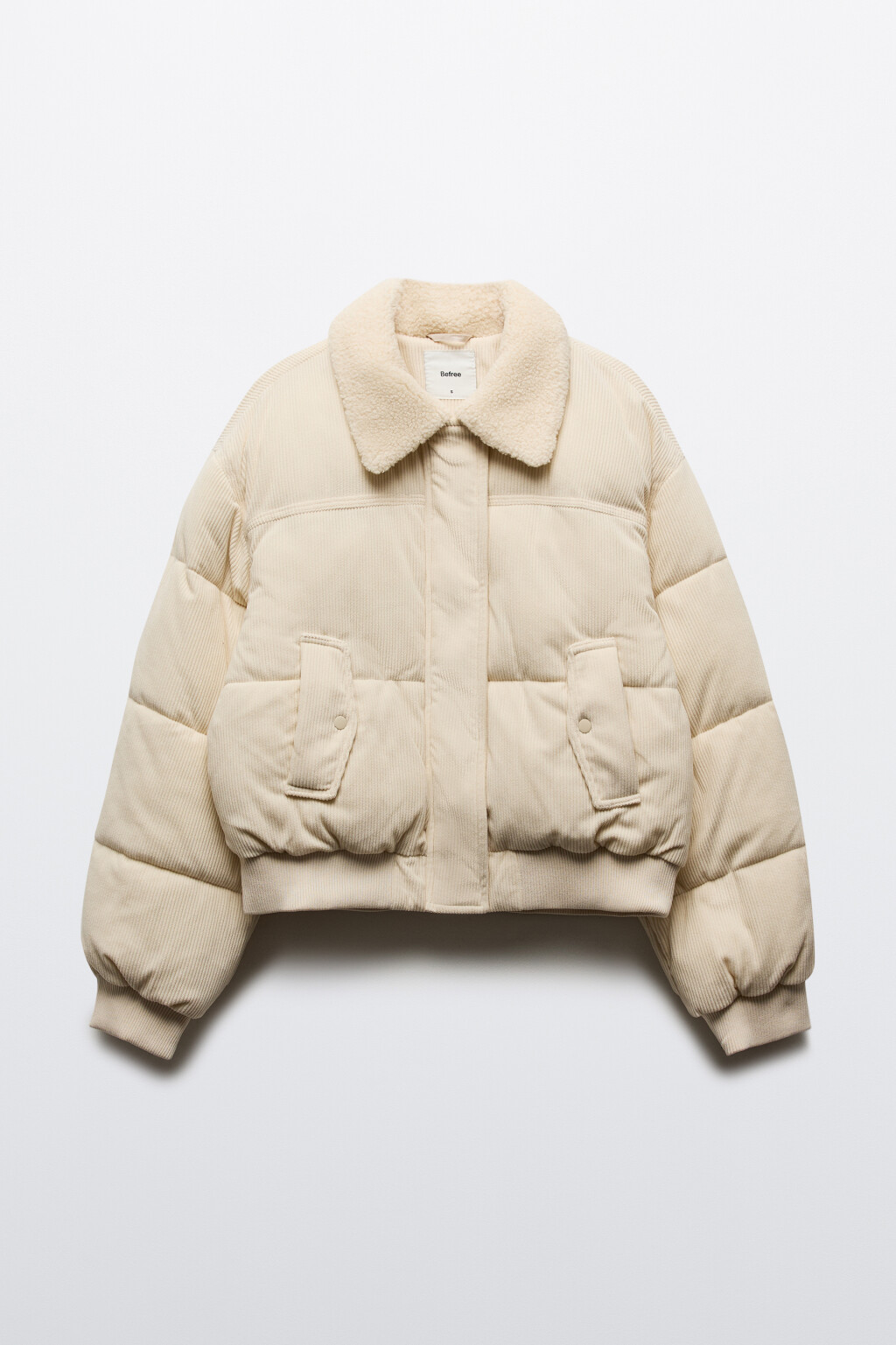 Куртка-бомбер стеганая вельветовая - цвет молочный - 8