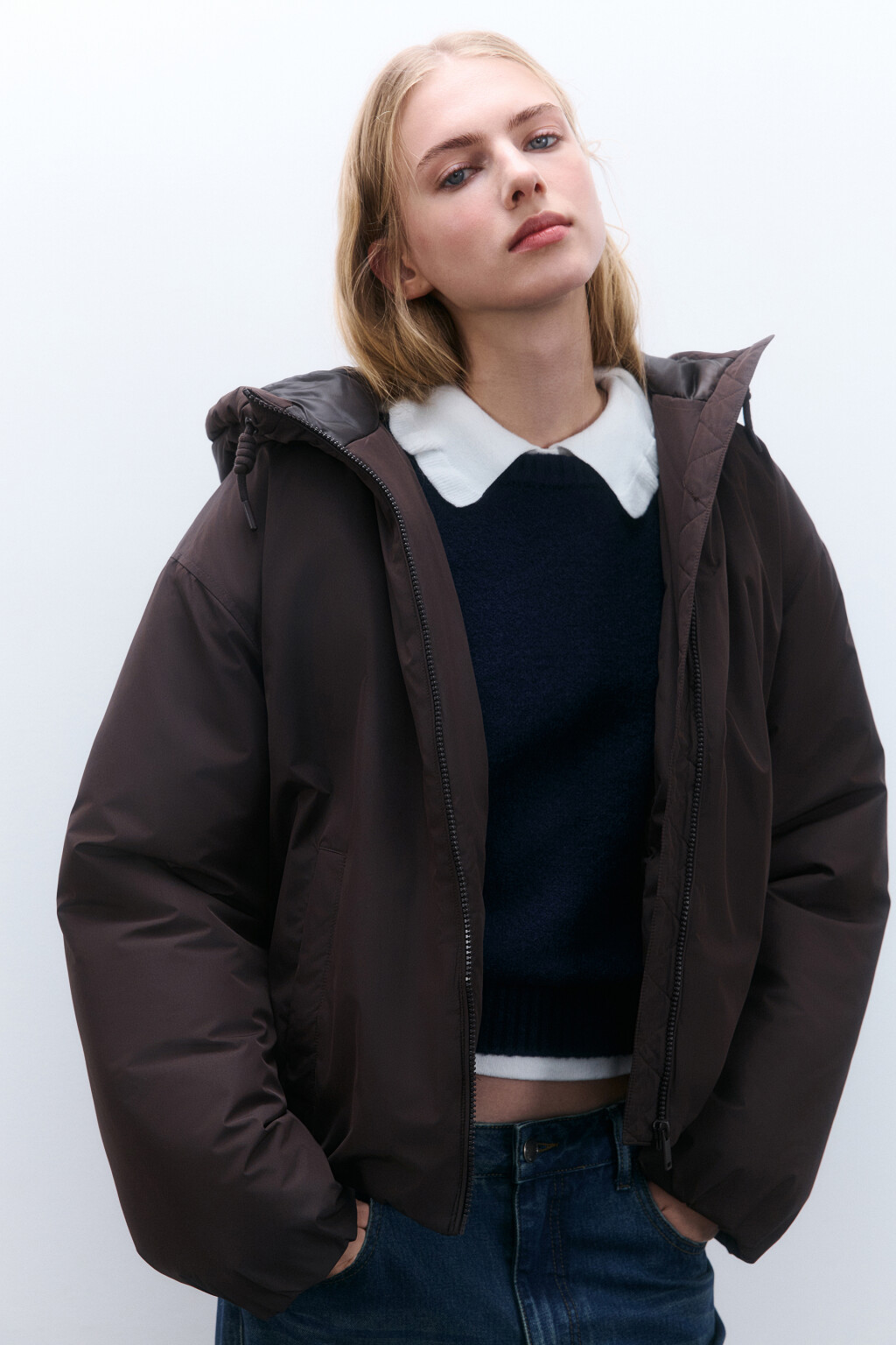 Куртка утепленная с капюшоном - цвет коричневый - 2