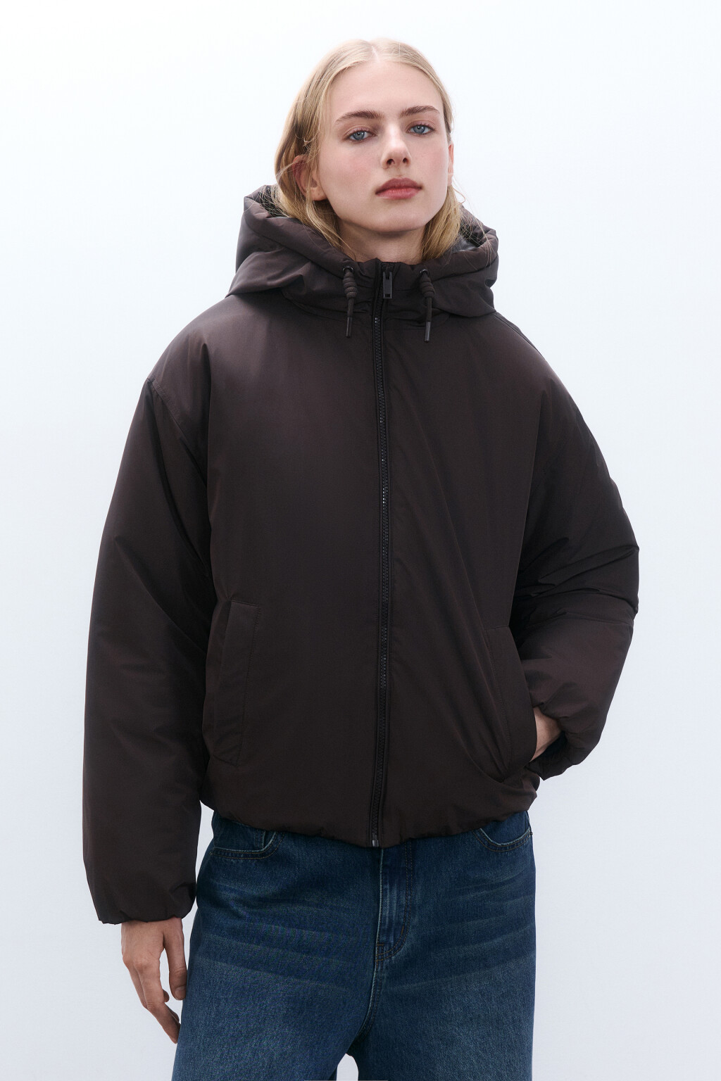 Куртка утепленная с капюшоном - цвет коричневый - 3