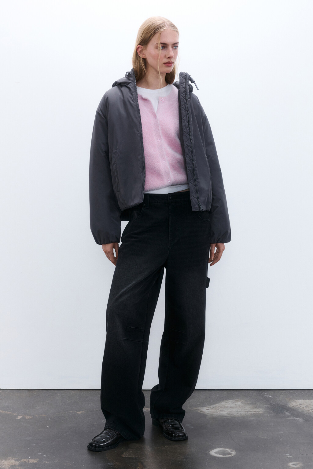 Куртка утепленная с капюшоном - цвет серый - 4