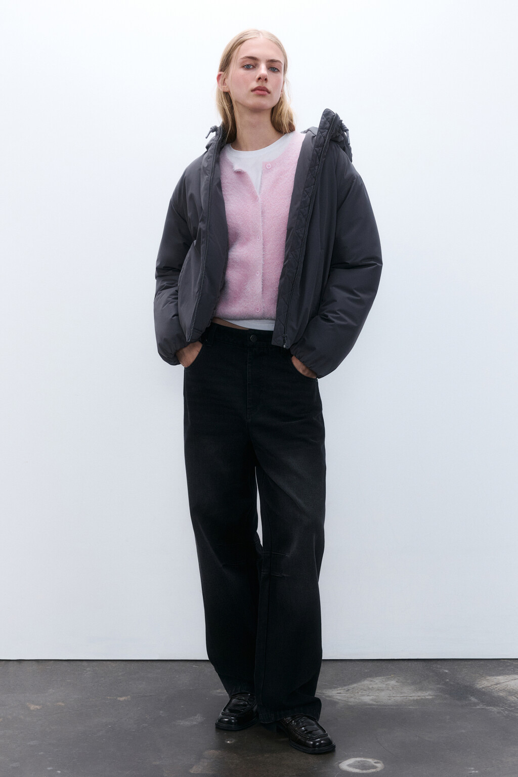 Куртка утепленная с капюшоном - цвет серый - 5