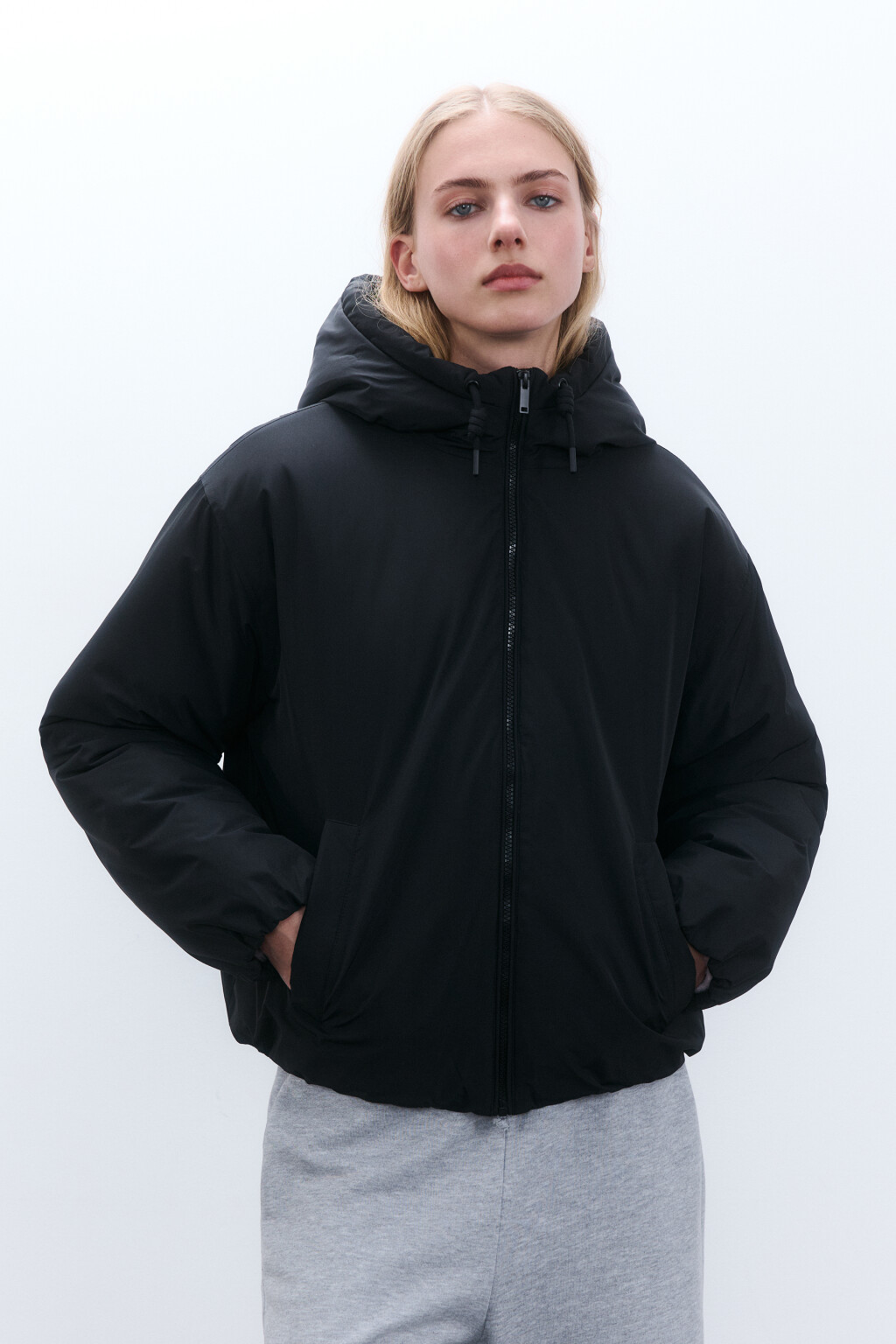 Куртка утепленная с капюшоном - цвет черный - 2