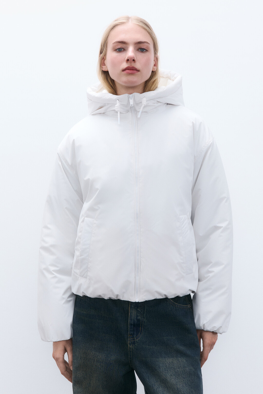 Куртка утепленная с капюшоном - цвет молочный - 2