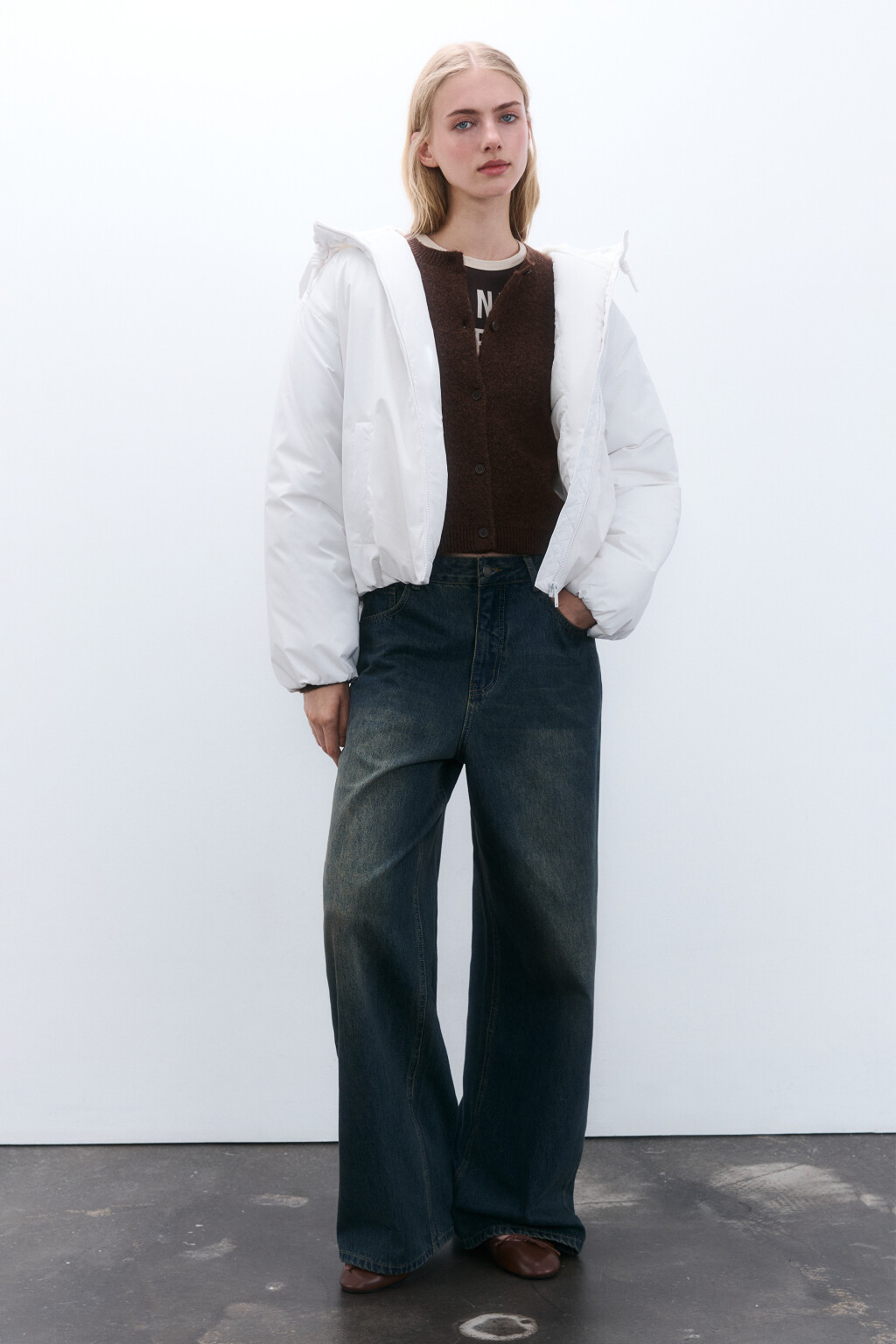 Куртка утепленная с капюшоном - цвет молочный - 4