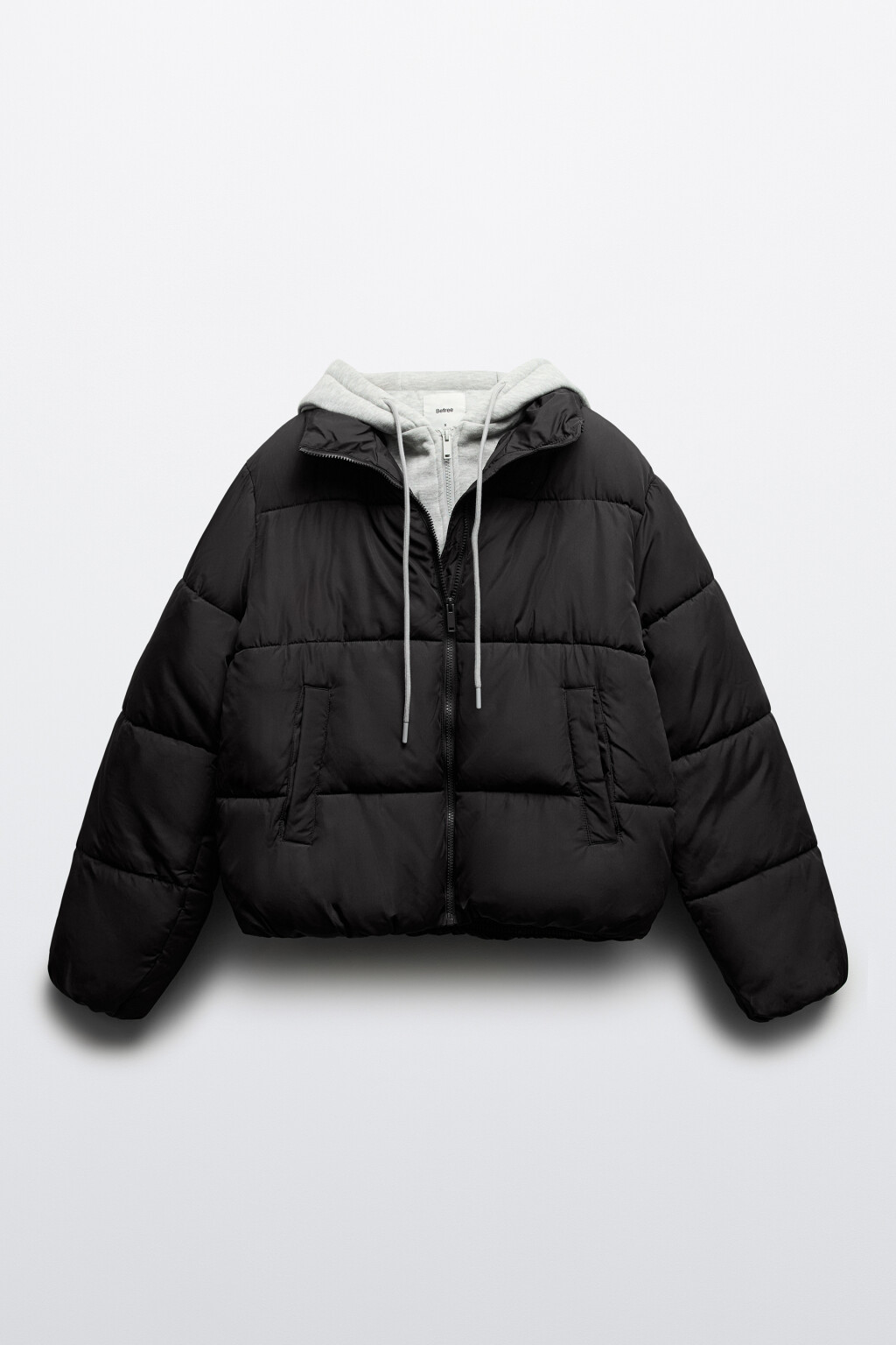 Куртка стеганая с трикотажным капюшоном - цвет черный - 8