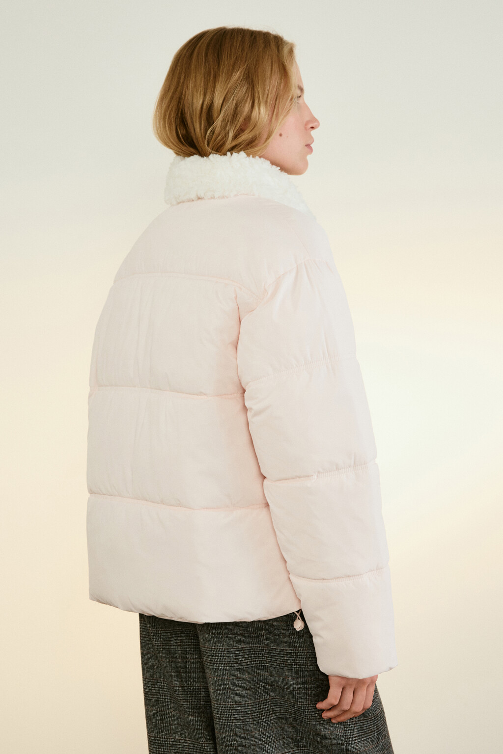 Куртка стеганая с воротником-авиатор - цвет розовый - 3