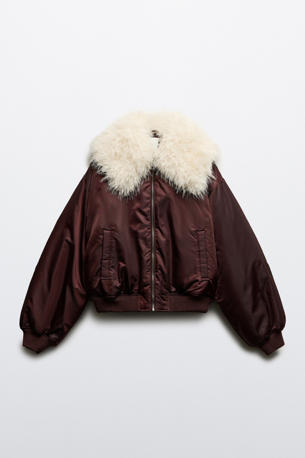 Куртка-бомбер с меховым воротником - цвет коричневый - 8