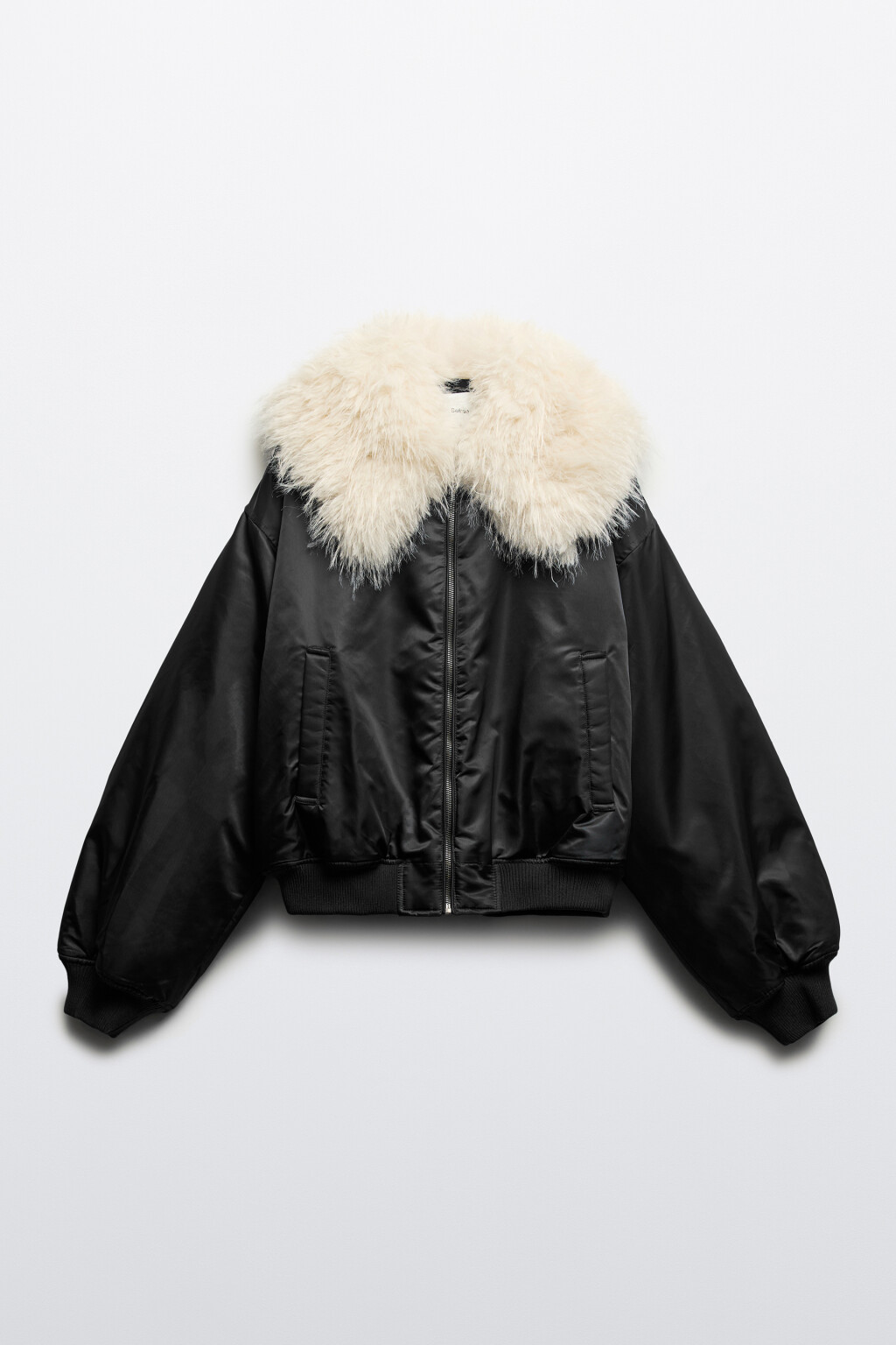 Куртка-бомбер с меховым воротником - цвет черный - 9