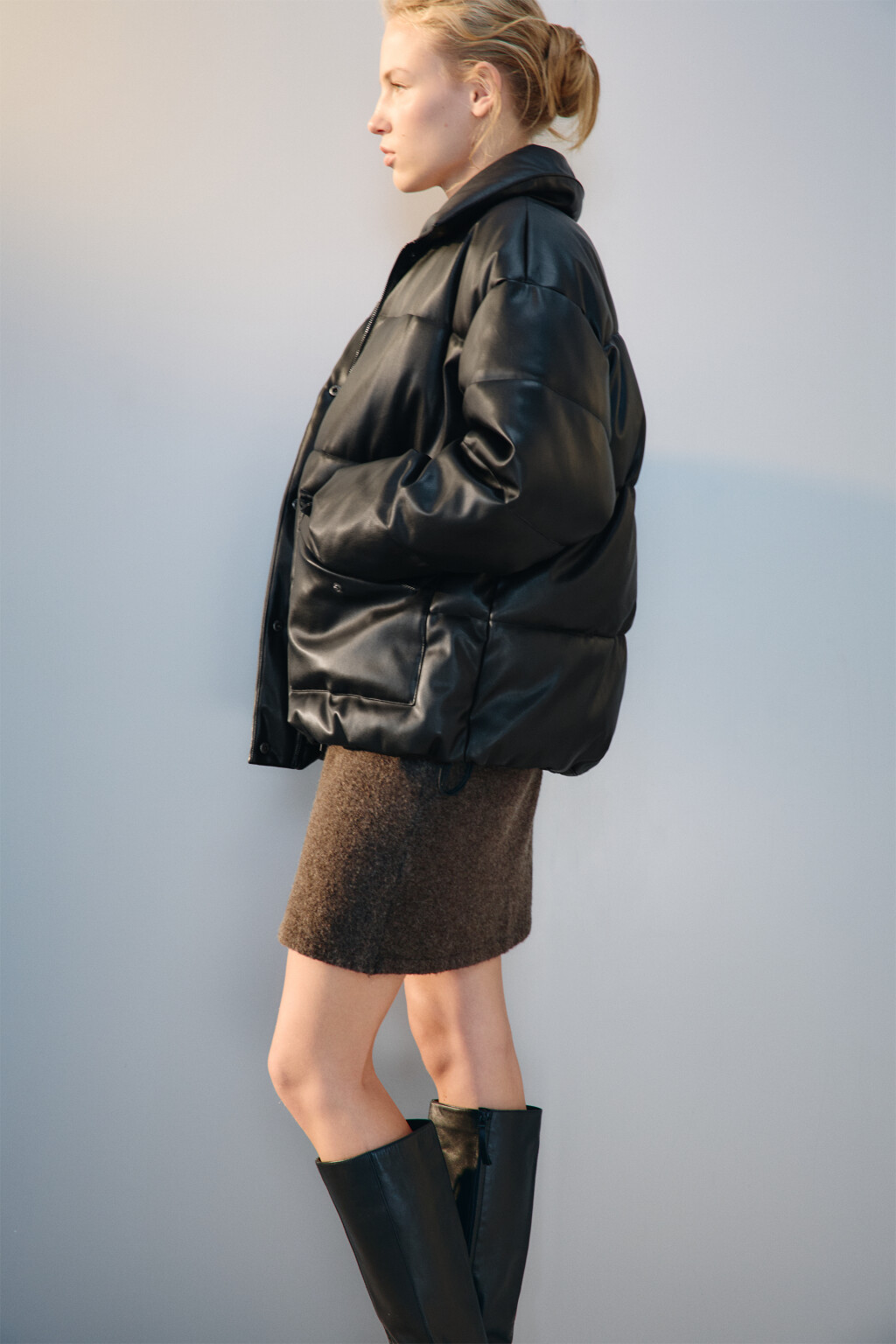 Куртка oversize стеганая с воротником - цвет черный - 1