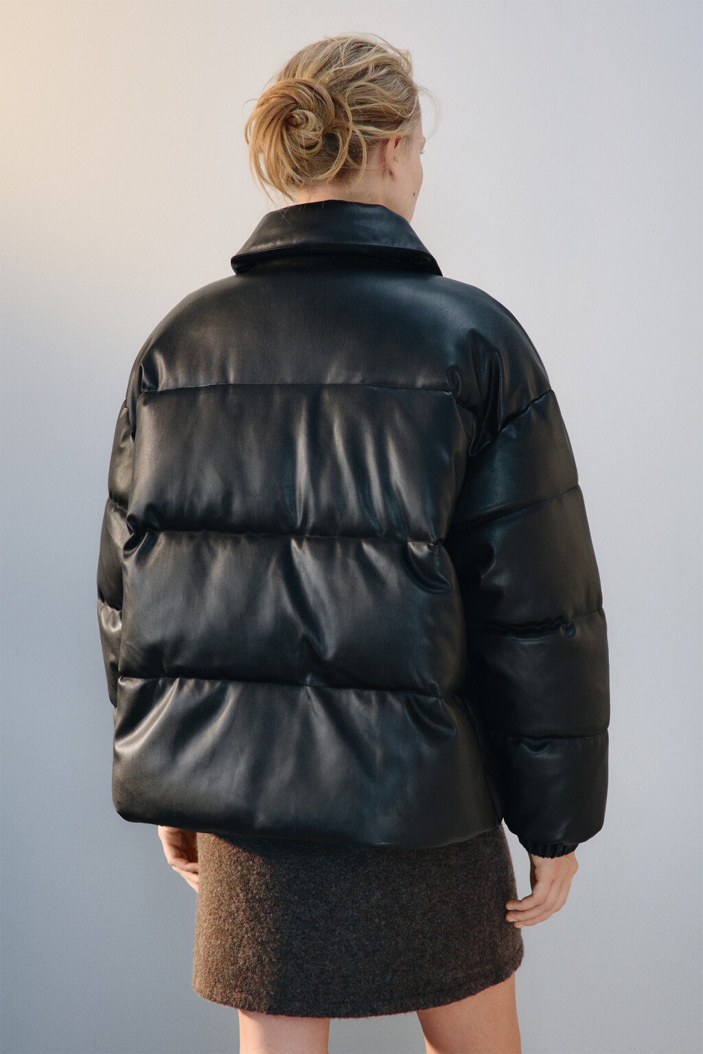 Куртка oversize стеганая с воротником - цвет черный - 4