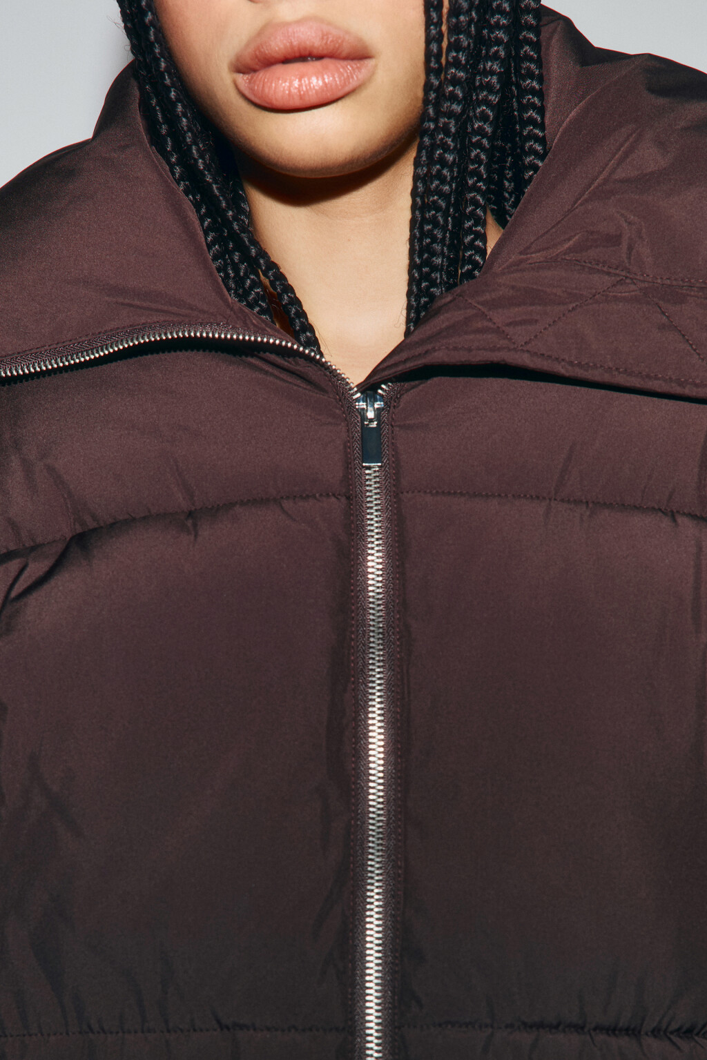 Куртка стеганая с широким воротником - цвет коричневый - 5