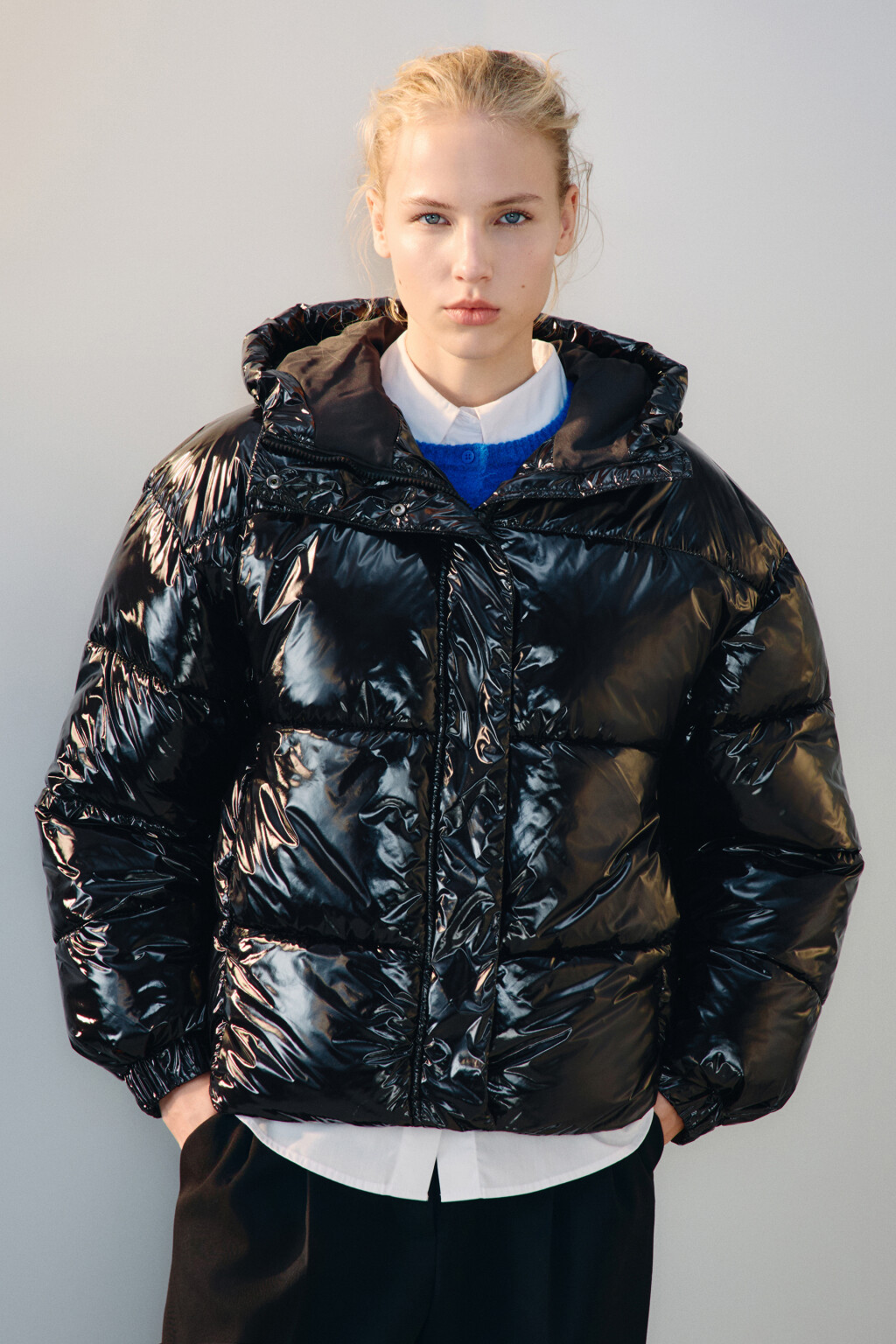 Куртка стеганая с лакированным эффектом - цвет черный - 3