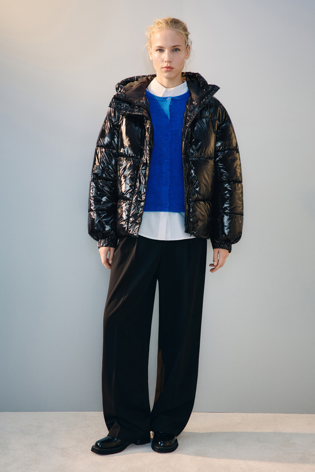 Куртка стеганая с лакированным эффектом - цвет черный - 5
