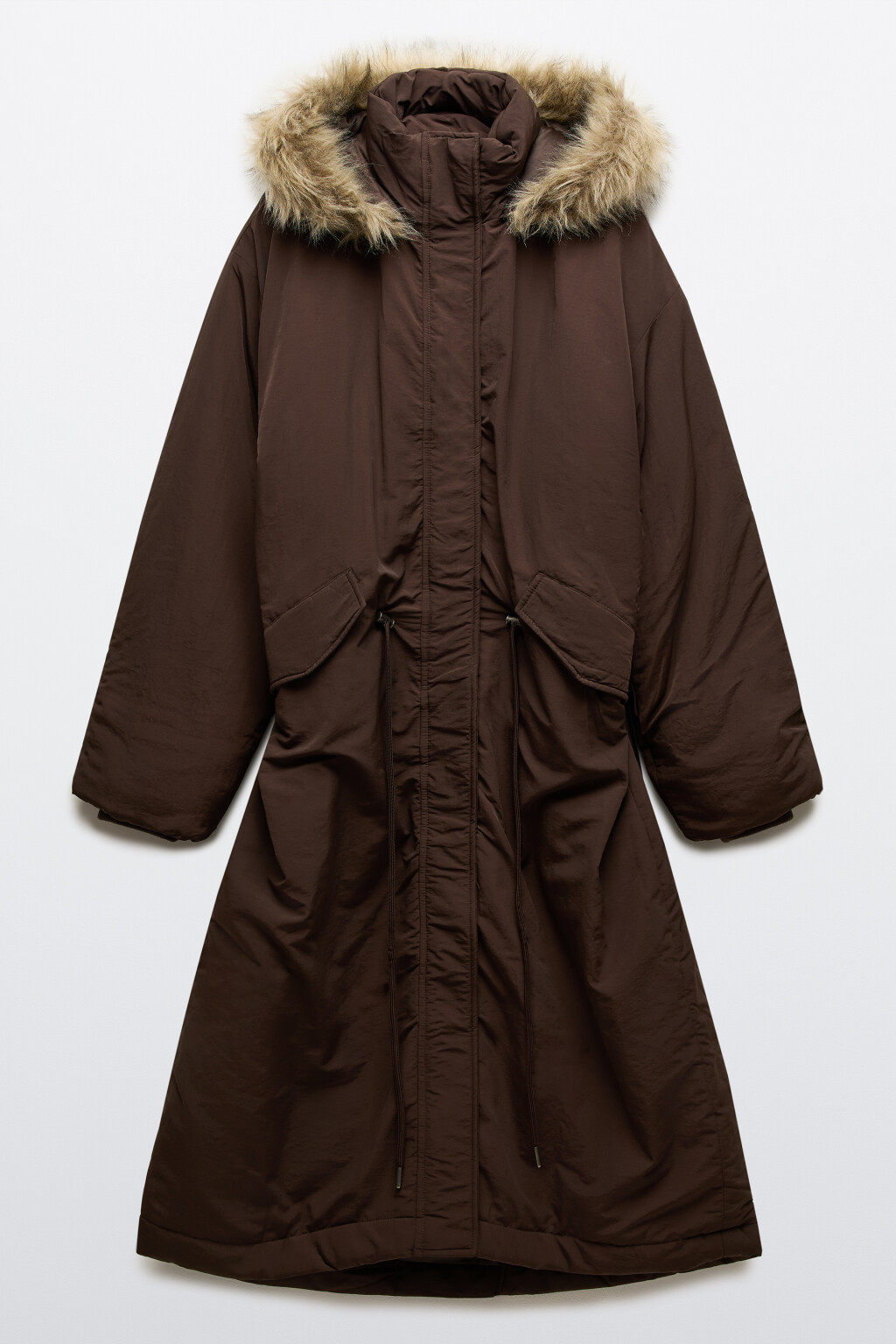 Куртка-парка удлиненная с опушкой - цвет коричневый - 8