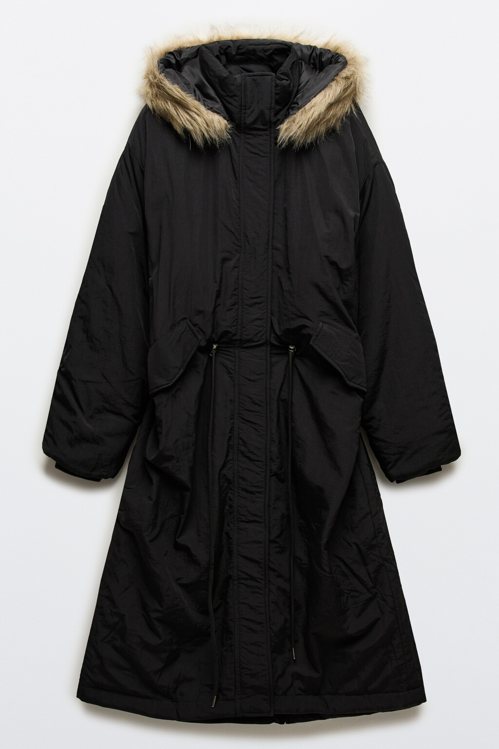 Куртка-парка удлиненная с опушкой - цвет черный - 11