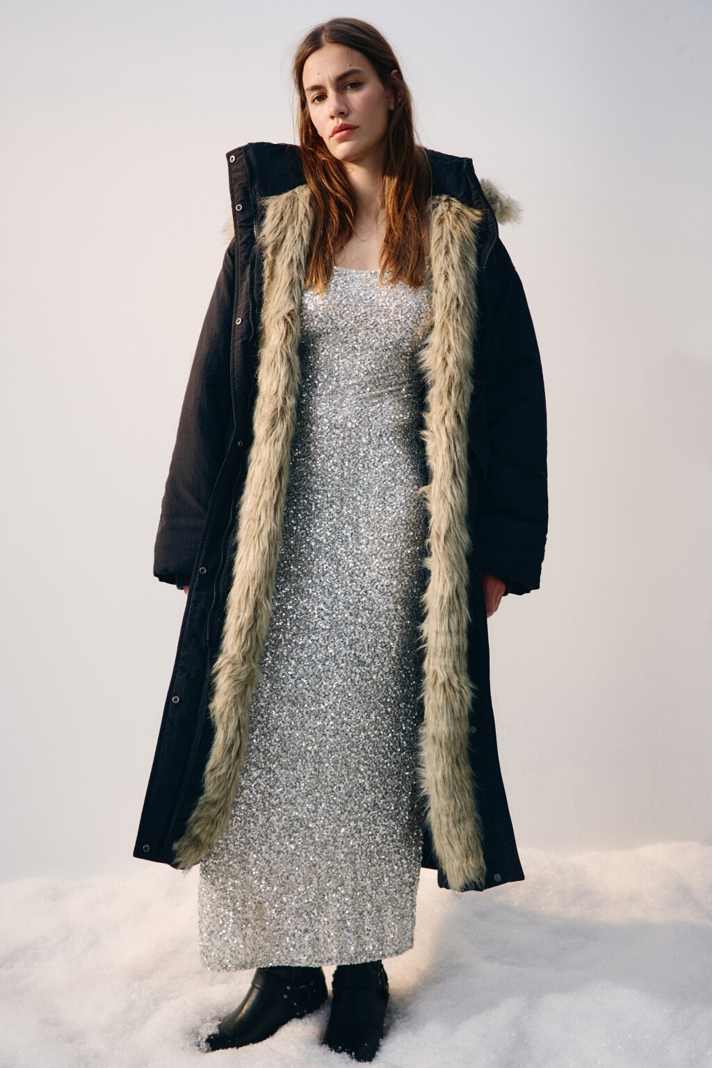 Куртка-парка удлиненная с опушкой - цвет черный - 2