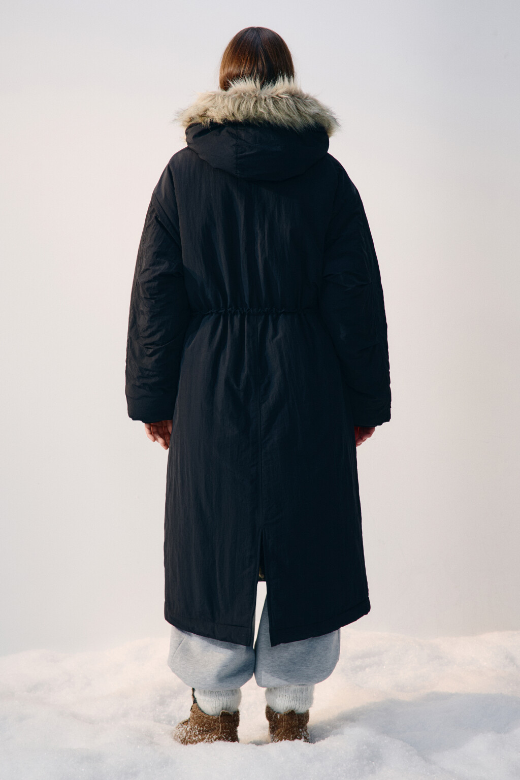 Куртка-парка удлиненная с опушкой - цвет черный - 5