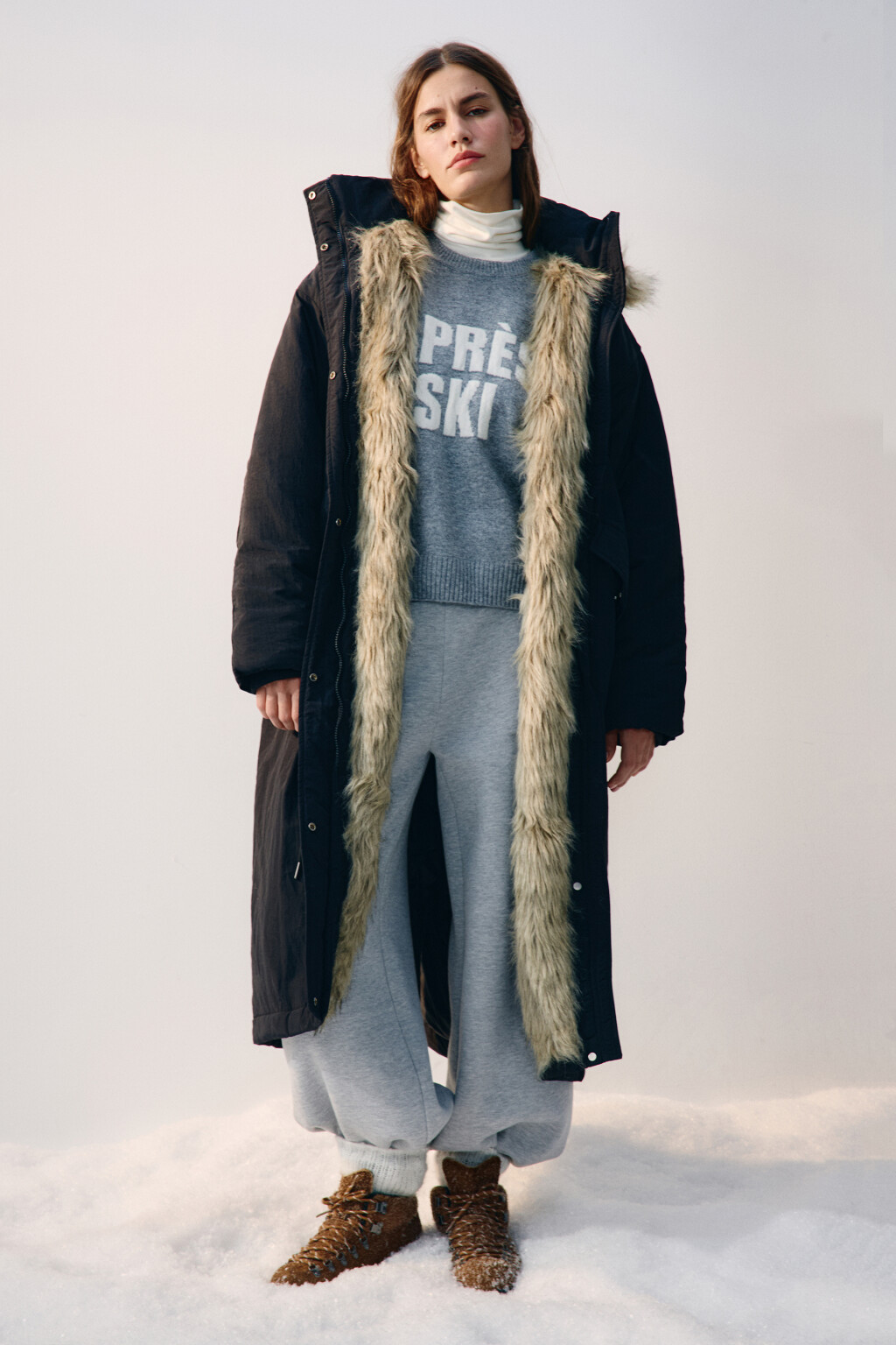 Куртка-парка удлиненная с опушкой - цвет черный - 6