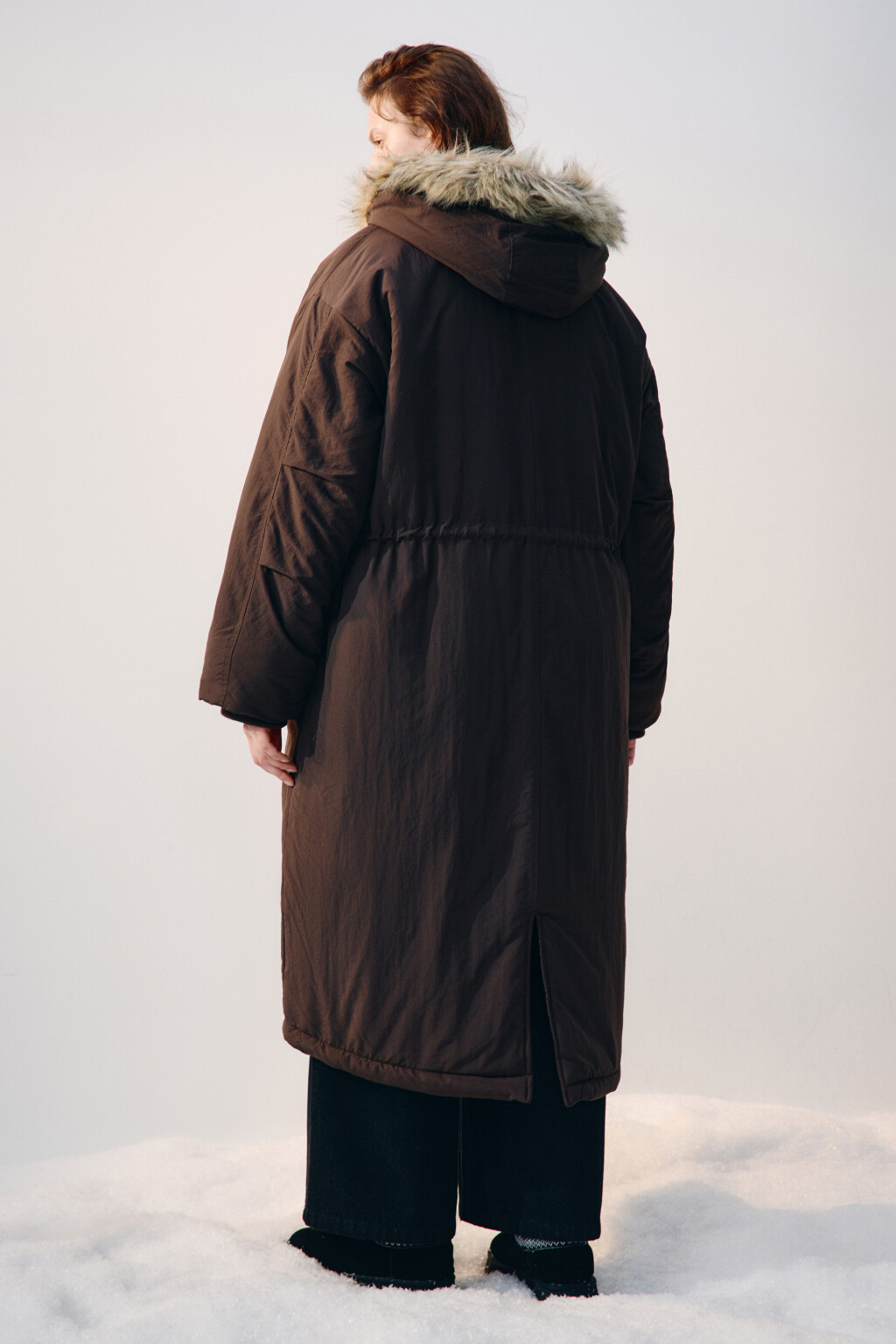 Куртка-парка удлиненная с опушкой - цвет коричневый - 3