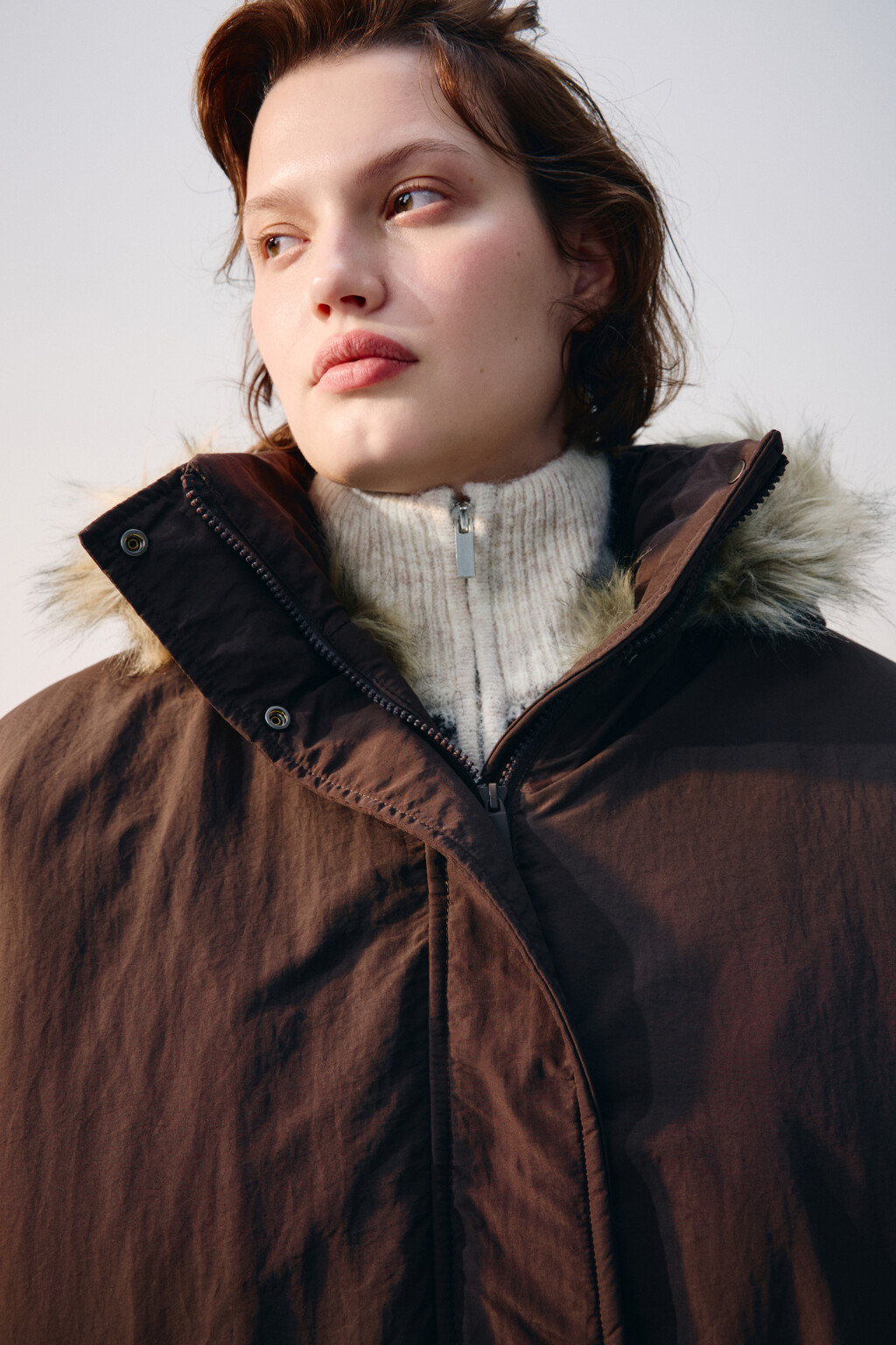 Куртка-парка удлиненная с опушкой - цвет коричневый - 6