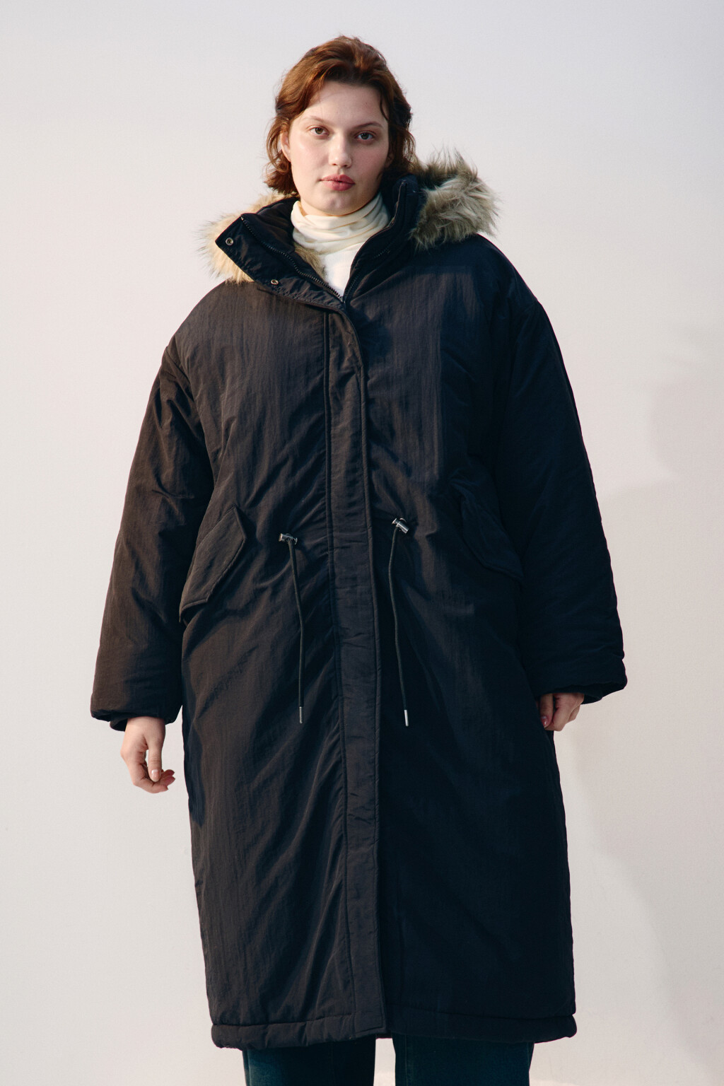 Куртка-парка удлиненная с опушкой - цвет черный - 9