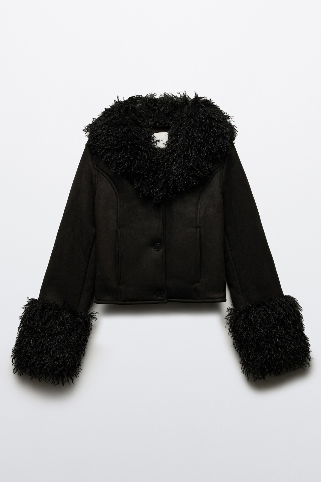 Куртка приталенная с меховой отделкой - цвет черный - 8