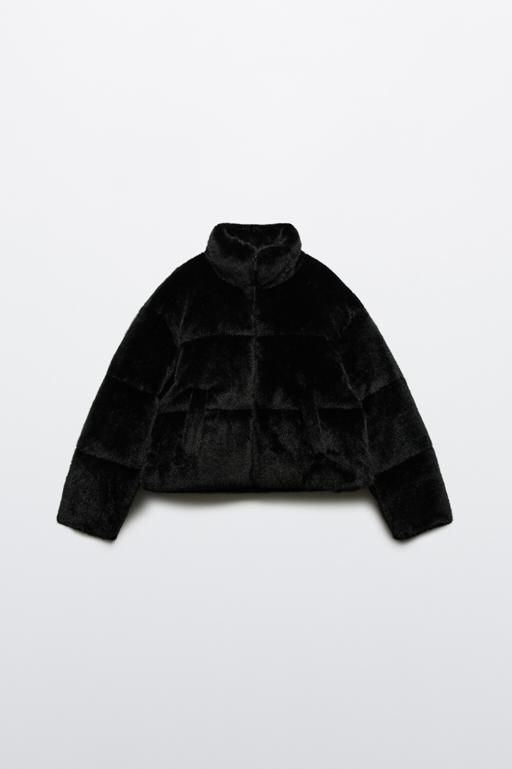 Куртка укороченная с меховой фактурой - цвет черный - 8