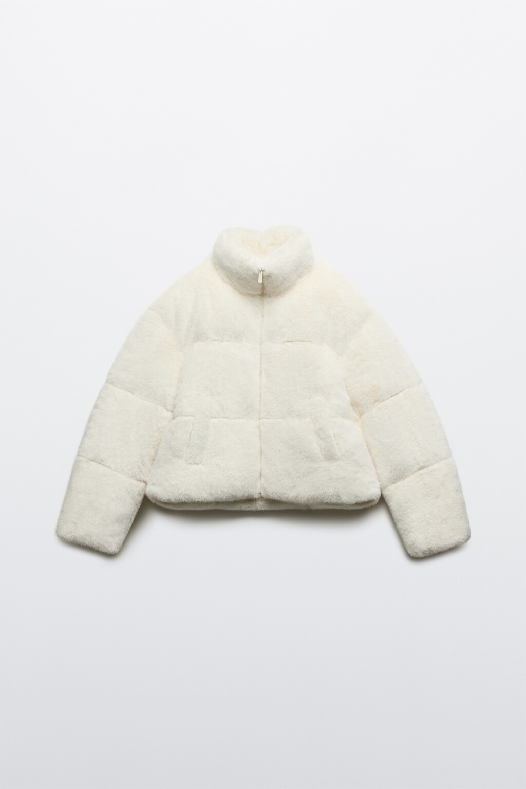 Куртка укороченная с меховой фактурой - цвет молочный - 8