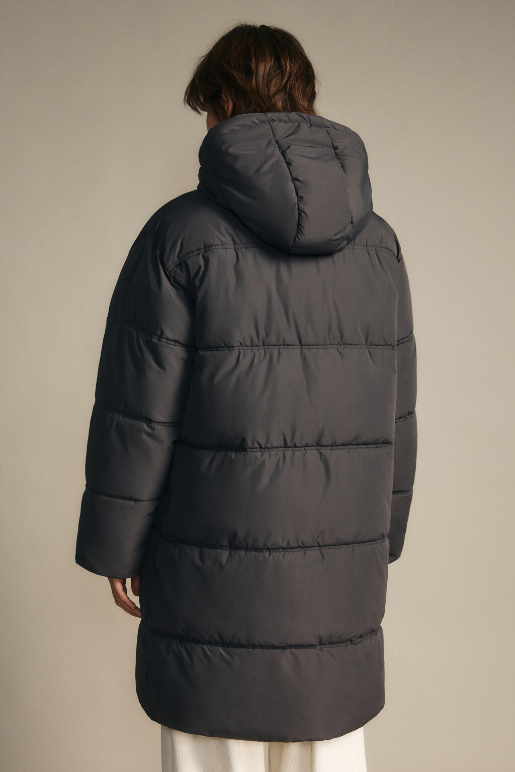 Куртка длинная стеганая с капюшоном - цвет серый - 4