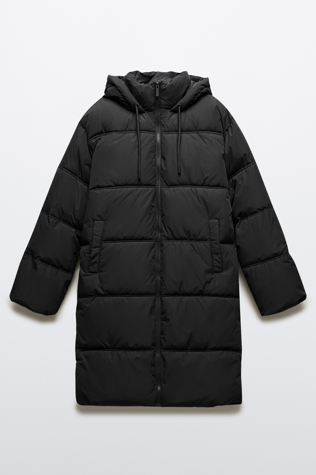 Куртка длинная стеганая с капюшоном - цвет черный - 8