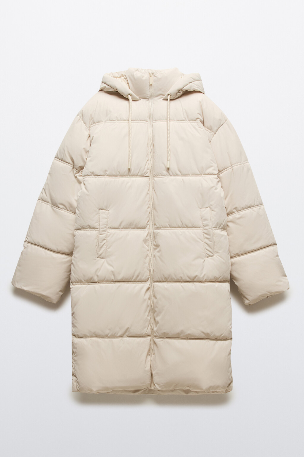 Куртка длинная стеганая с капюшоном - цвет молочный - 8