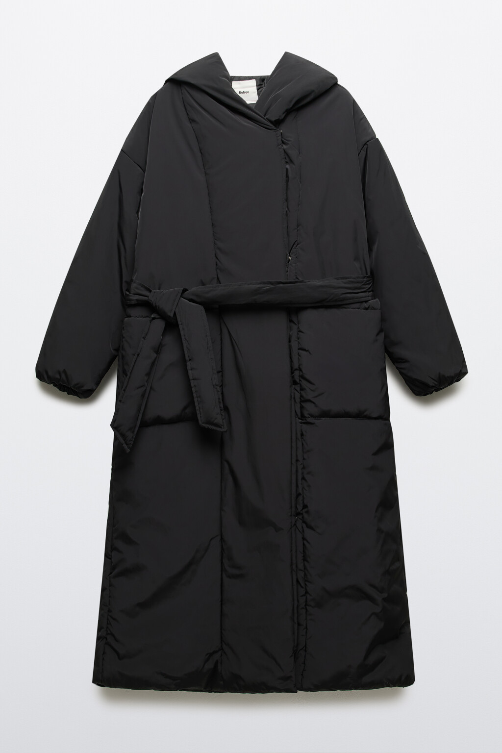 Пальто на утеплителе с поясом - цвет черный - 8