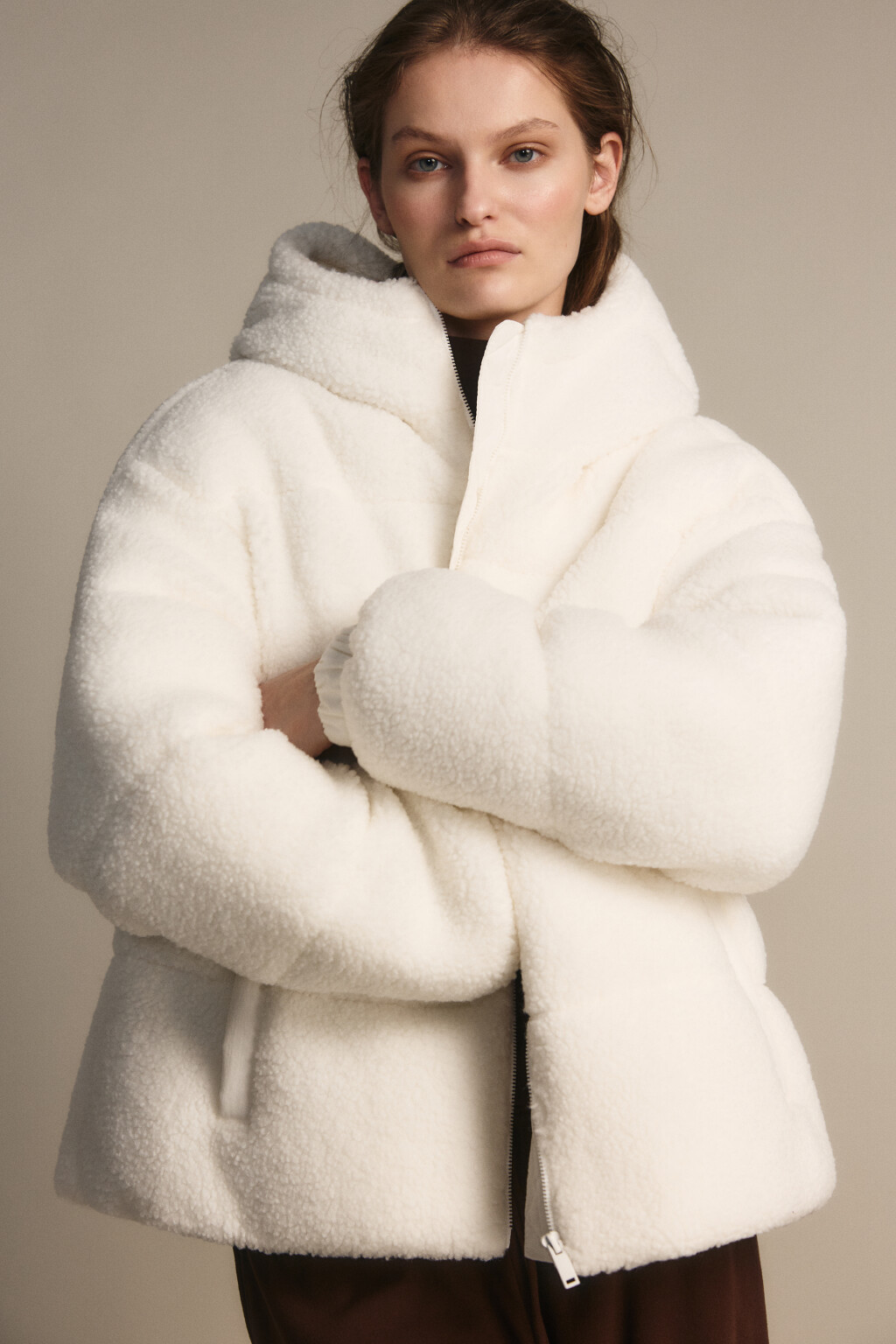 Куртка стеганая из искусственного меха - цвет бежевый - 1