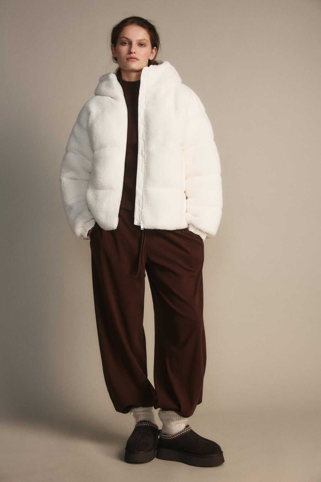 Куртка стеганая из искусственного меха - цвет бежевый - 4