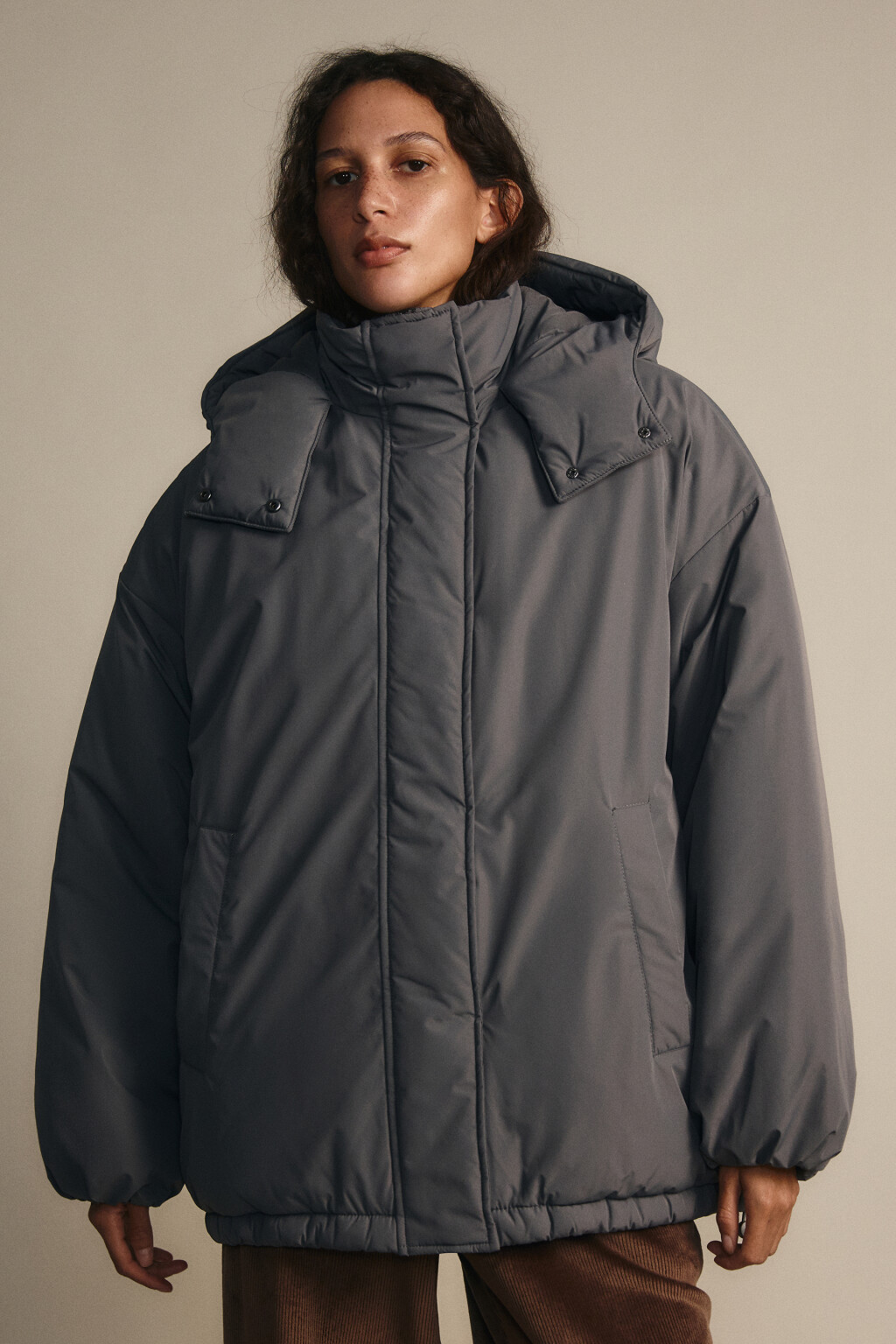 Куртка oversize с капюшоном - цвет серый - 3